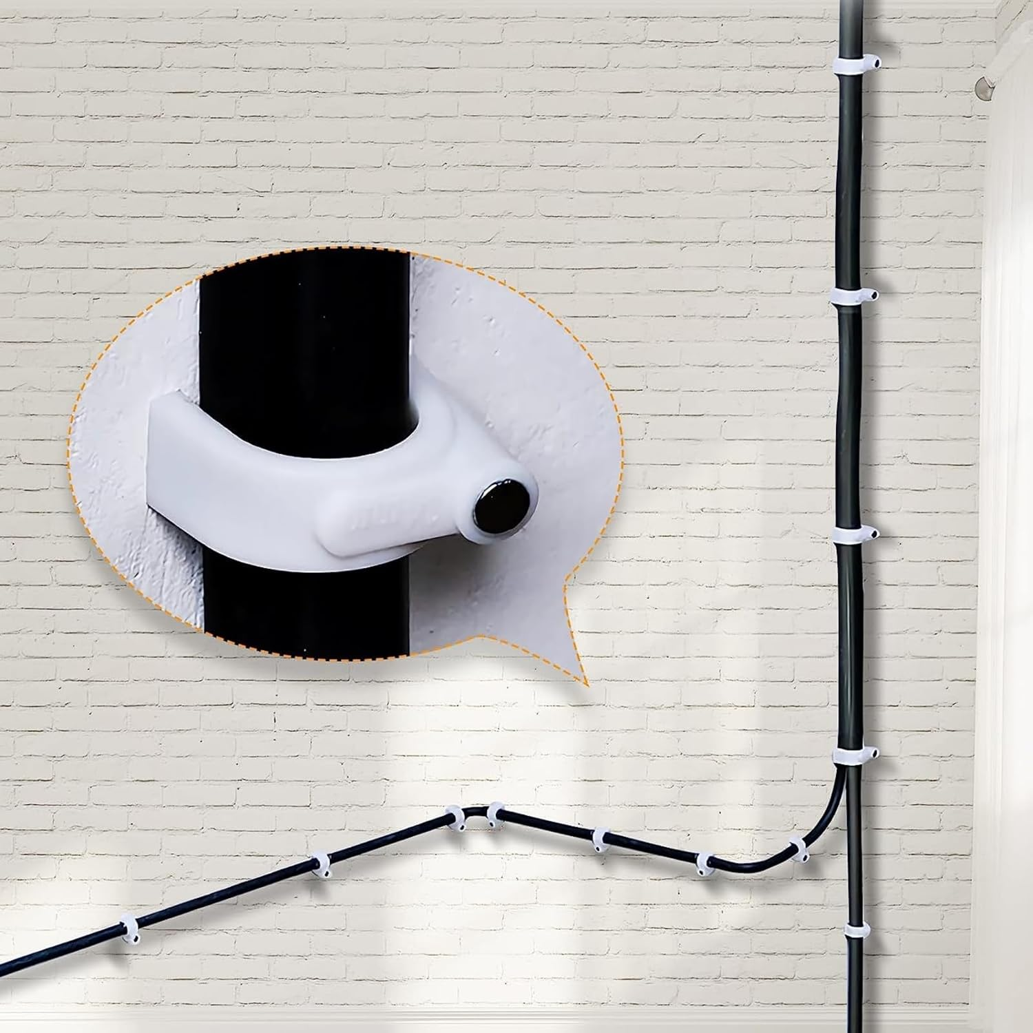 SNOKAY 100Pcs 8Mm round Cable Clips - Cable Holder for Wire Management - Skirting Wire Nail Clips - Tidy Solution for Ethernet, Electrical Cables, and Wires image number 6