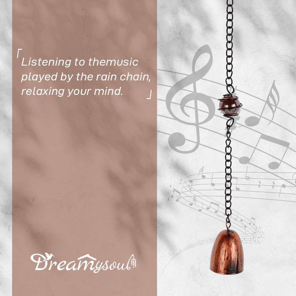 Dreamysoul Copper Rain Chains for Outside, 10.43FT with 12 Cups Rain Catcher Chains for Downspout Gutters, Eaves Drainage image number 5