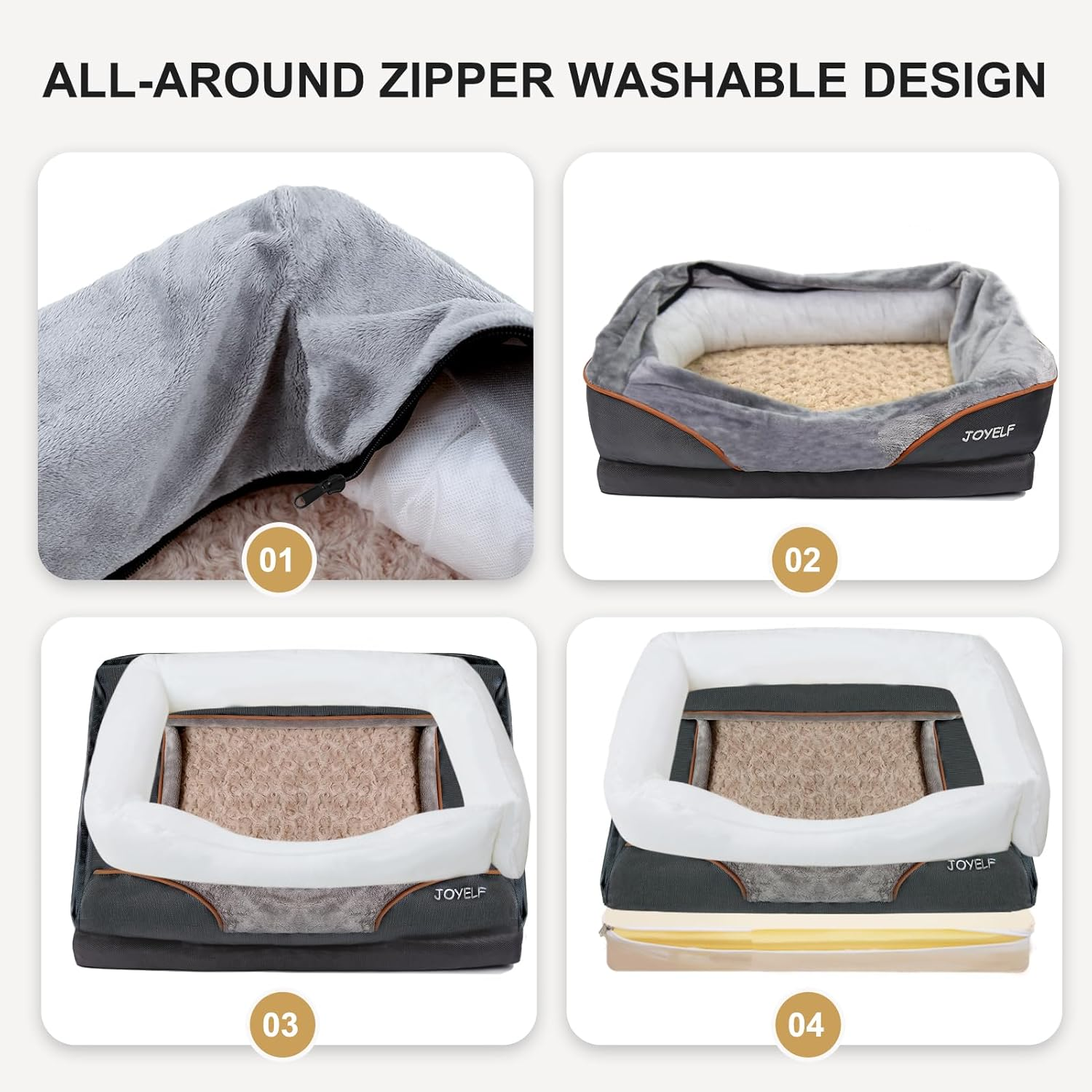 Joyelf - Orthopaedic Memory Foam Dog Bed with Removable Washable Cover and Sound Toy image number 1