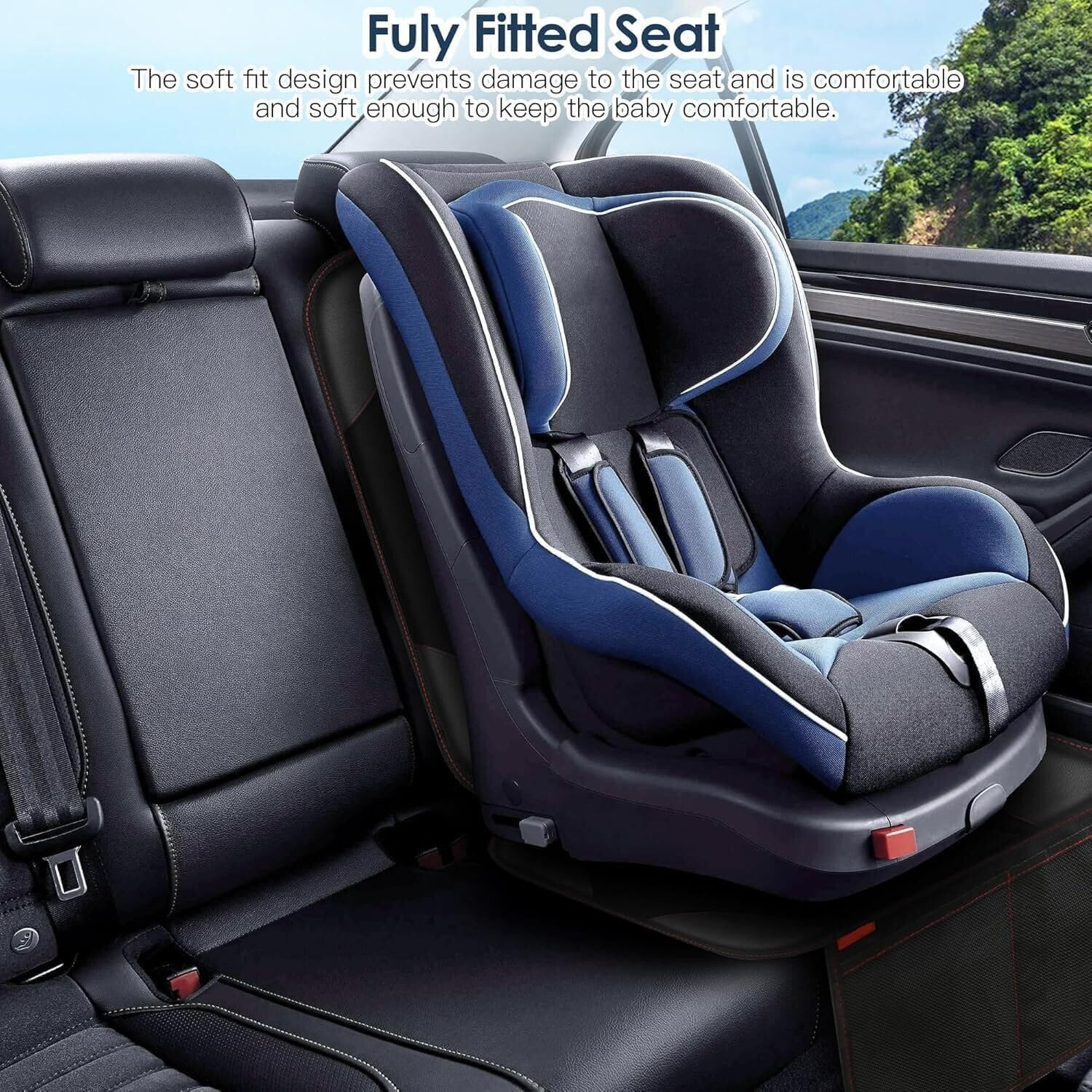 Car Seat Protector for Child Car Seat&ndash;Waterproof Non-Slip Car Seat Cover with 2 Mesh Pockets, Universal Car Accessories&Car Organiser Back Seat, Car Storage Organiser for Baby, Pets & Vehicles image number 1