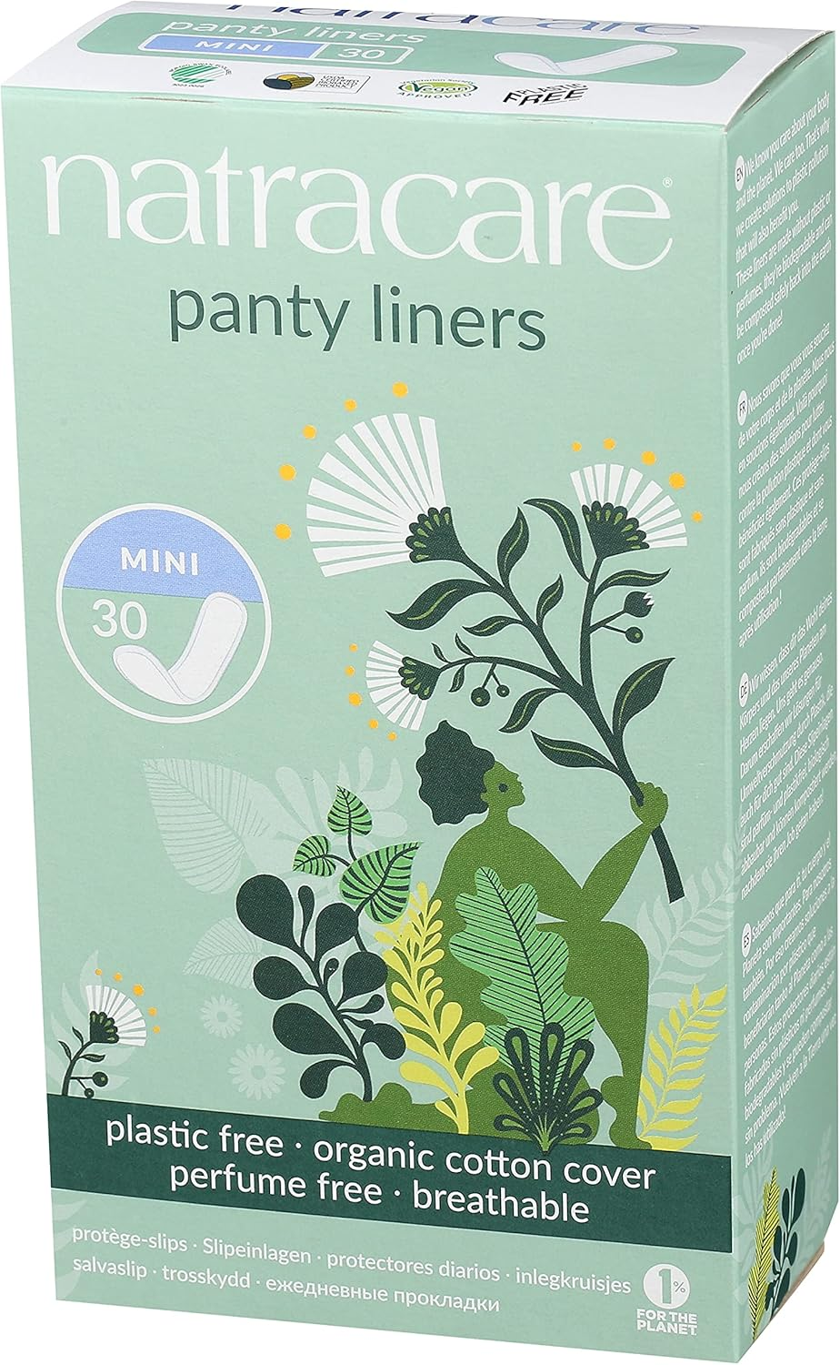 Natracare Mini Panty Liners 30 Pack, 30 Count, Pack of 30