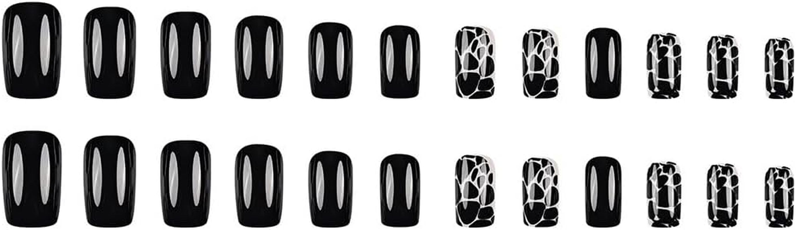 ＴＩＺＹＦＦ Press on Nails, Black Leopard Print Fake Nails, Artificial Nails for Women and Girls -24 Pcs image number 2