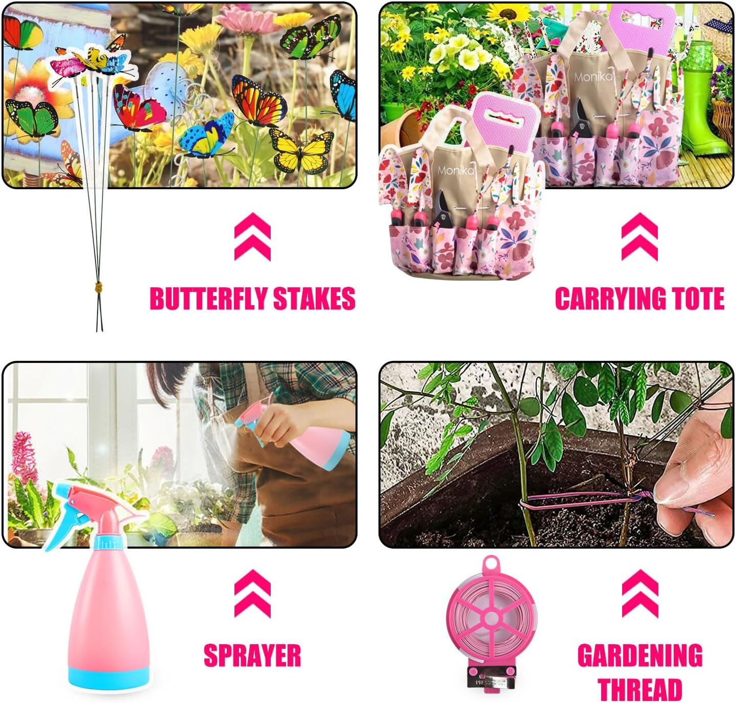 Monika Pink Tool Combo Portable Household Tool Set & Piece Gardening Tool Kit General Repair Maintenance with Storage Tool Bag Multi-Purpose Hand Tool Set, Pink image number 4