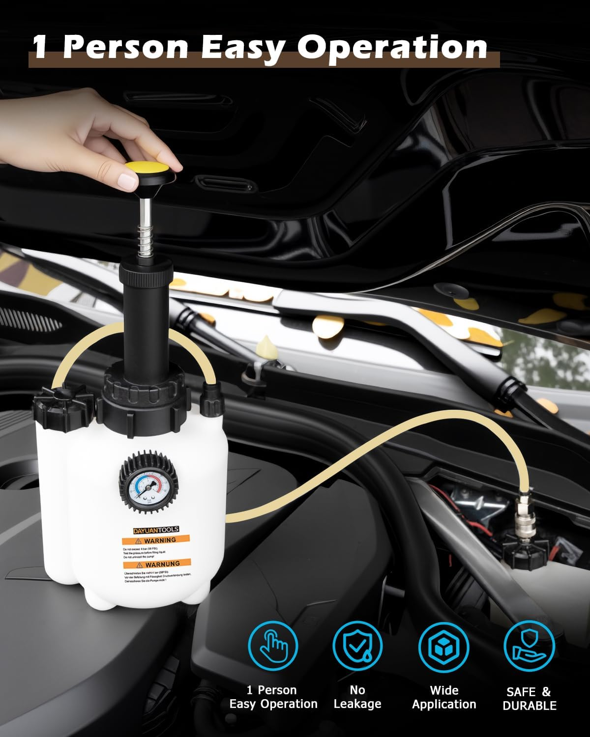 DAYUAN 3L Hand Brake Fluid Bleeder Bleeding One Man Tool Kit image number 2