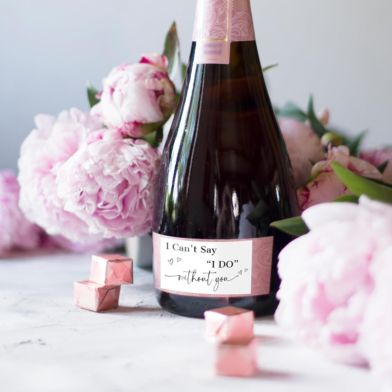 BOXOB 10Pcs Bridesmaid Proposal Mini Champagne Labels, Black I Can'T Say I Do without You Stickers Bridesmaid Proposal Stickers Decor for Bridal Shower Bachelorette Party Supplies Decorations