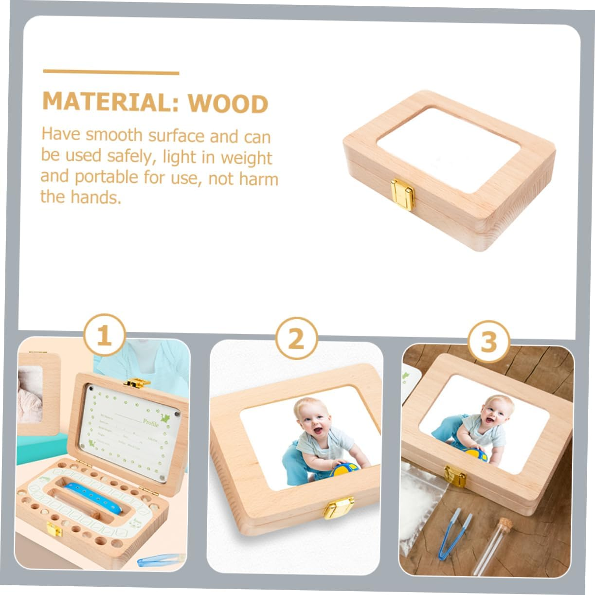 Wooden Teeth Box Keepsake Storage for Lost Teeth Dentist-Approved Portable Decorative for Boys and Girls image number 6