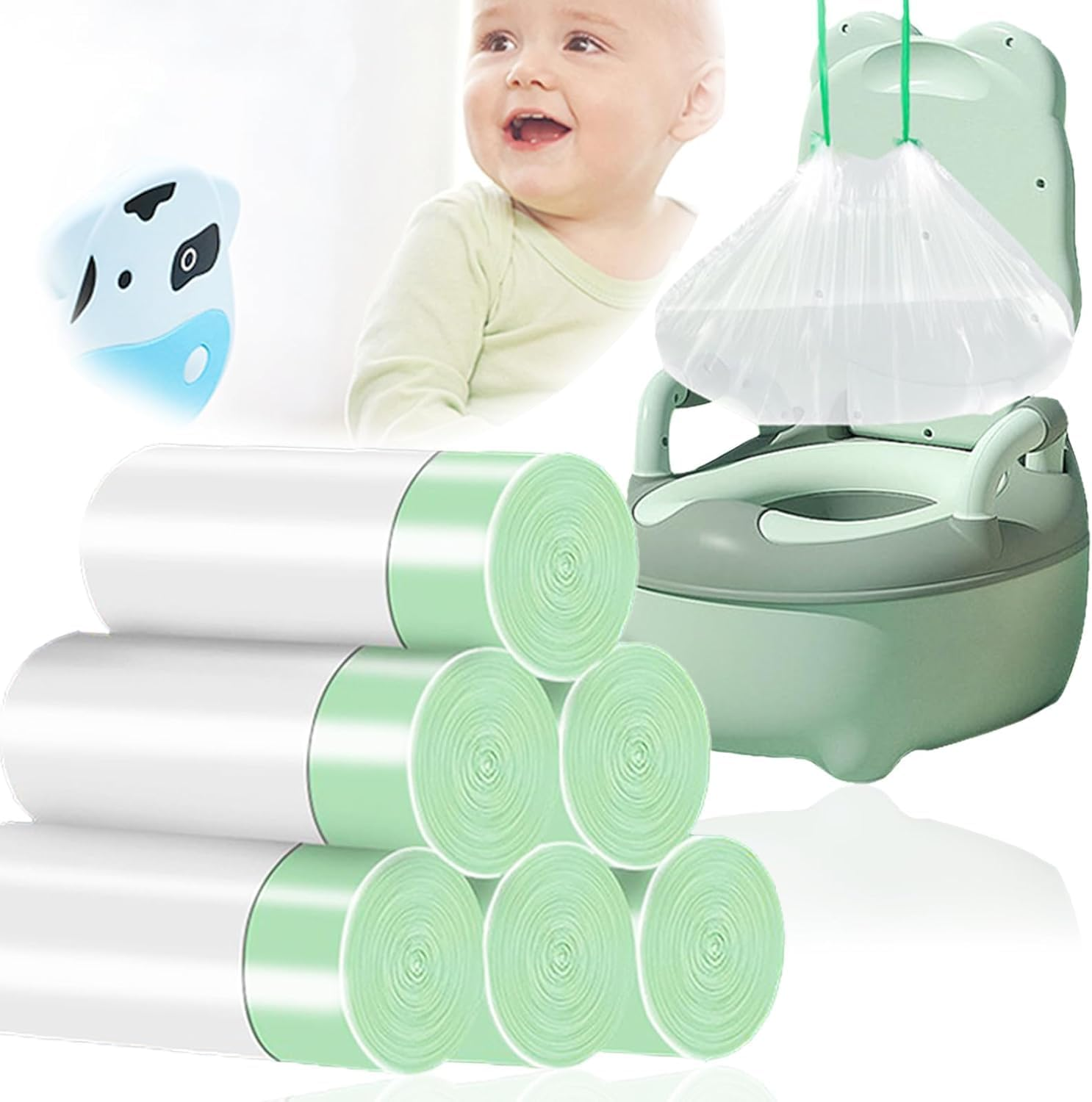 300 Pack Potty Chair Liners with Drawstring,Training Toilet Seat Potty Bags,Disposable Cleaning Bag for Kids Toddler Adults Pet Outdoors(44 X 24 Cm) image number 4