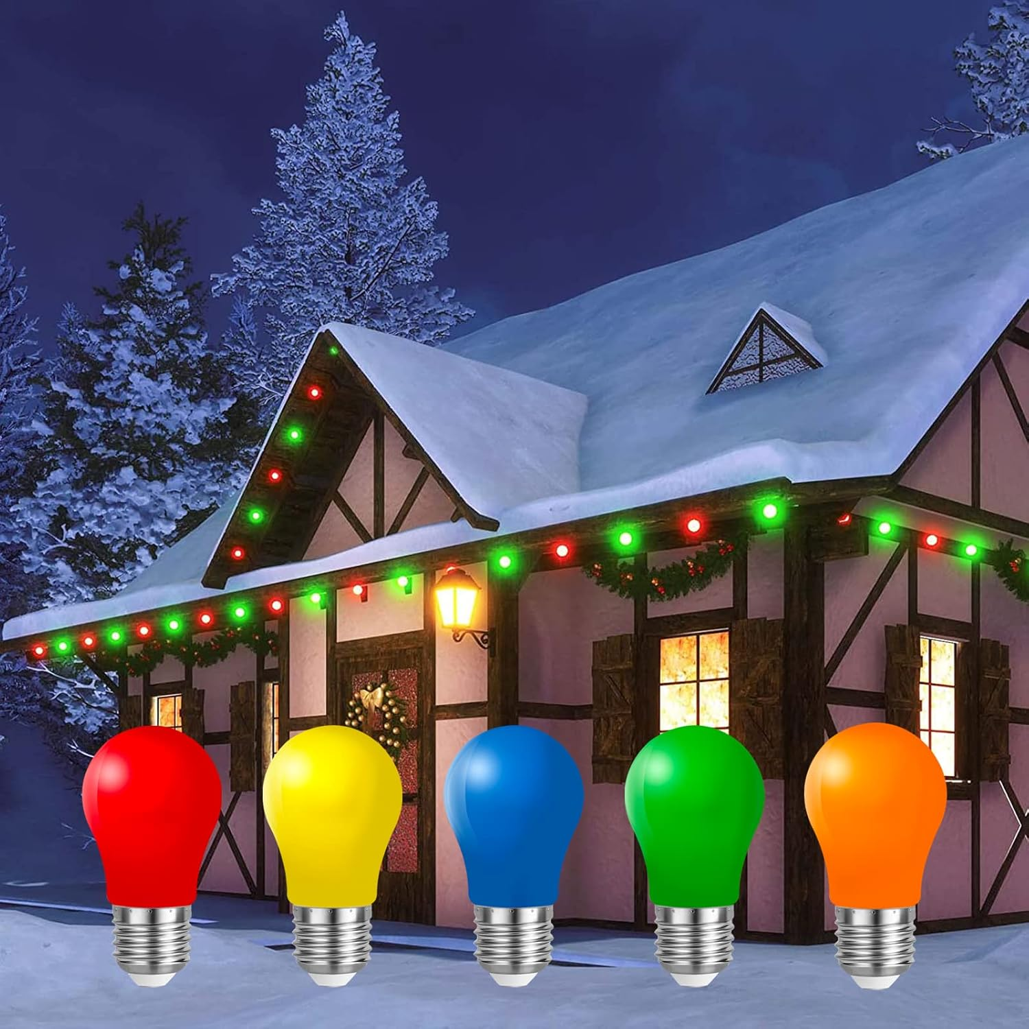 Belaufe LED Colourful Light Bulbs E27 3 W, E27 Coloured LED Bulbs, Decorative LED Lamp Outdoor, 220 V AC, Mixed Colours, Red, Green, Blue, Yellow, Orange, Pack of 20 image number 6