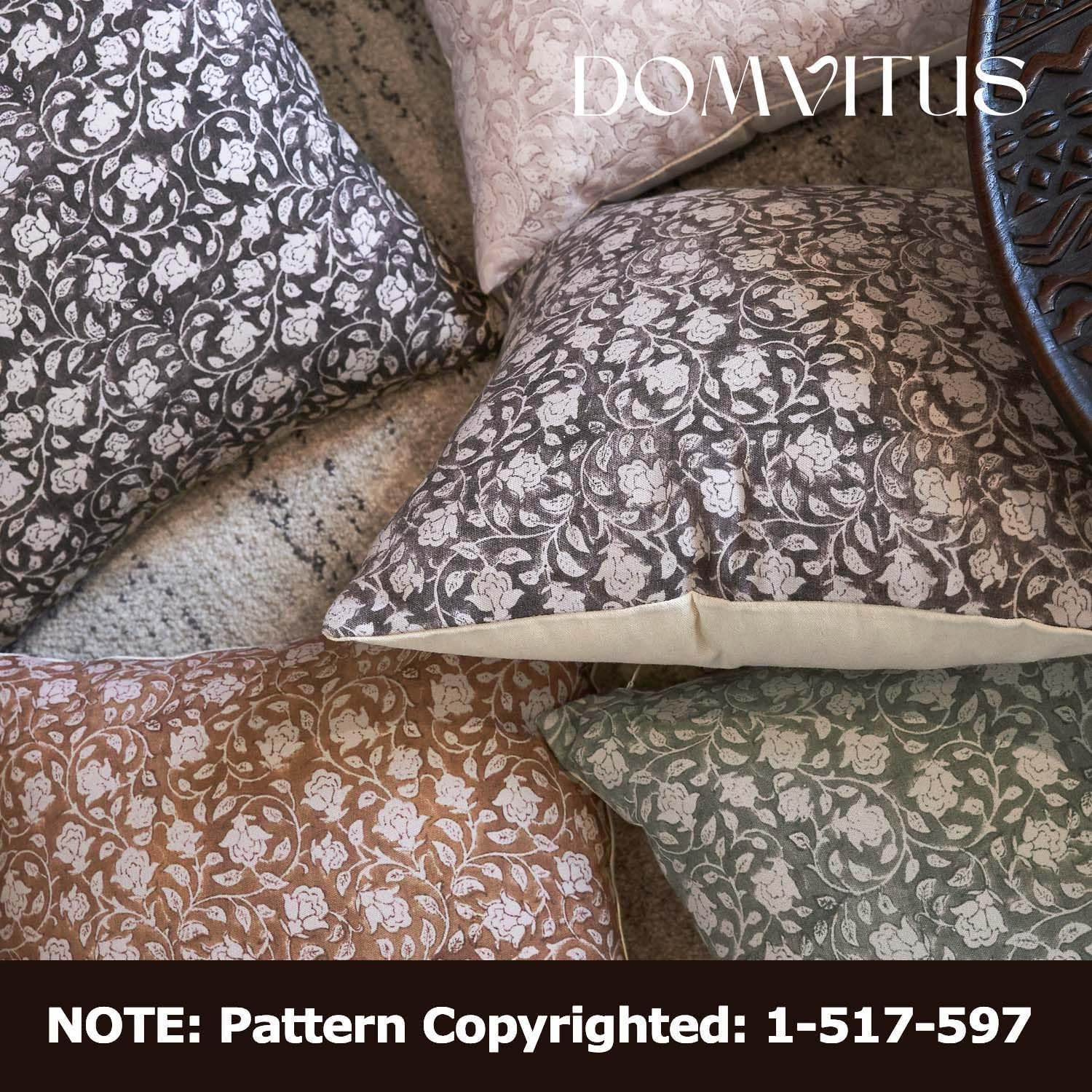 DOMVITUS Floral Pillow Covers 18X18, Throw Pillows for Couch, Block Print Pillow Cover, Decorative Neutral Accent Throw Pillow Covers for Living Room, 1PC, Brownish Orange image number 3