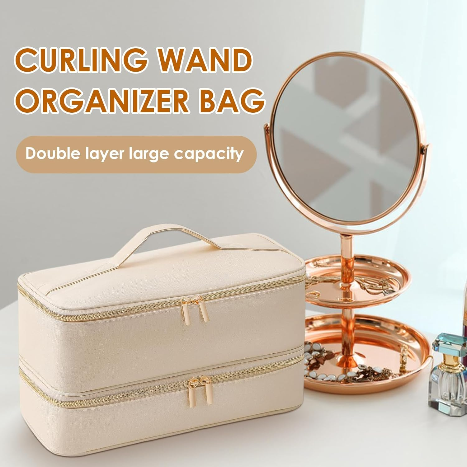 Hot Tools Travel Bag,Double Layer Hair Travel Bags | Dustproof Travel Carrying Case, Hair Air Wrap Dryer Case, Hair Tool Storage Organizer for Women - Black image number 2