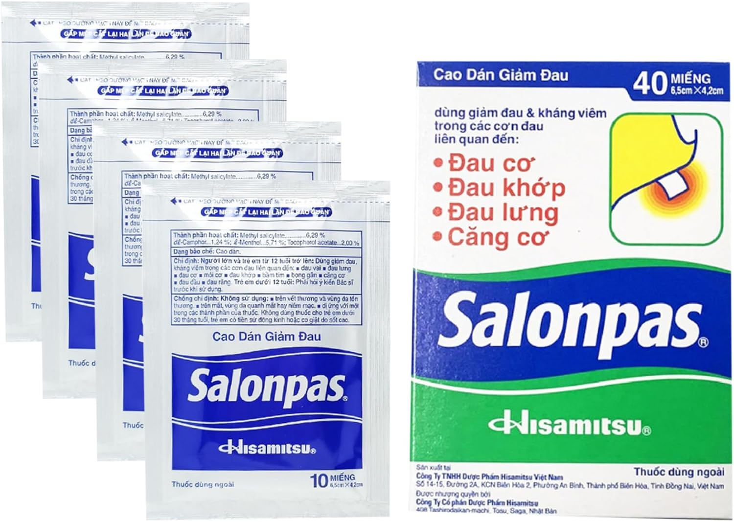Hisamitsu Salonpas Heat Patch Herbal Menthol Self Adhesive Medical Plaster Pain Relief Patch for Sore Muscles (40 Patches) image number 3