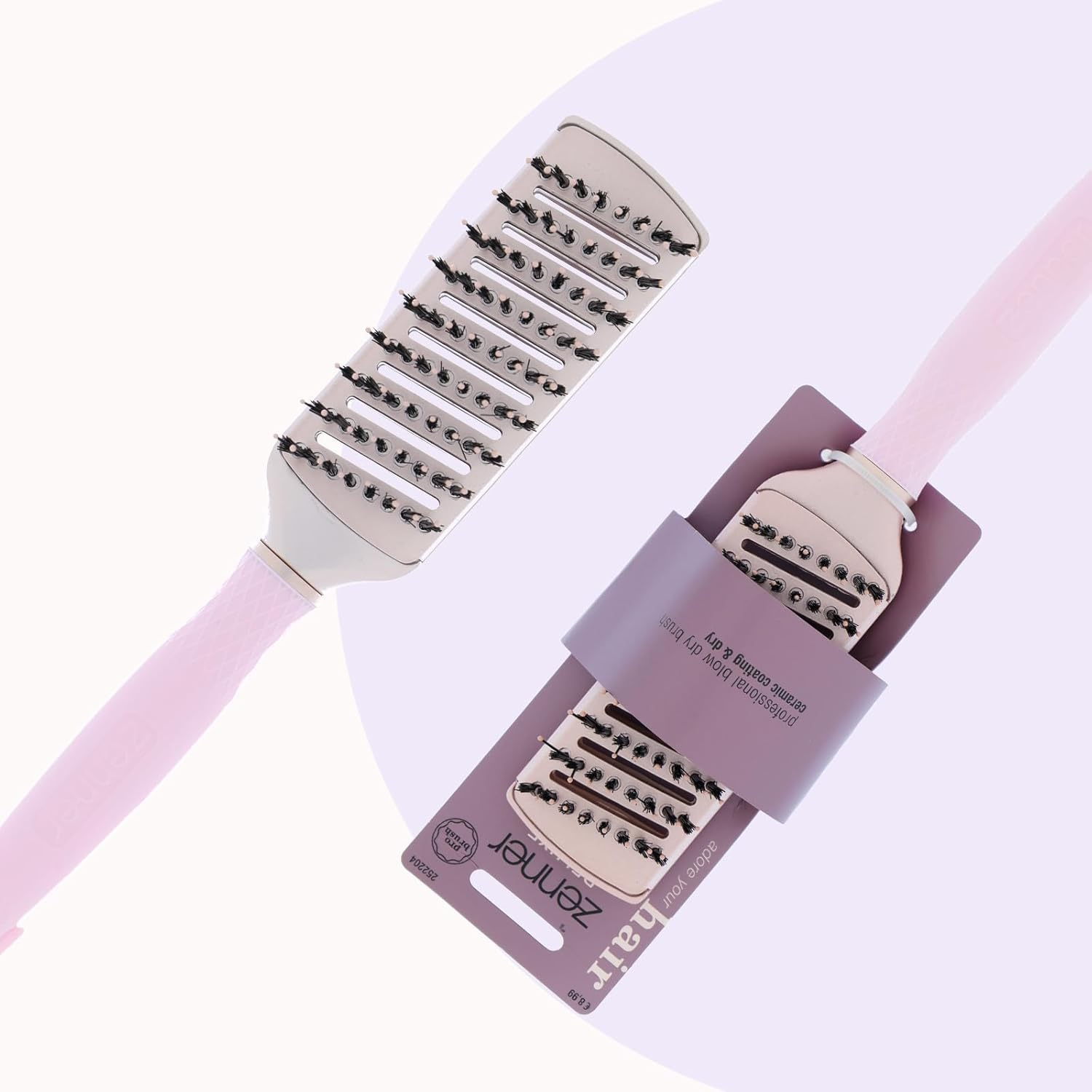 Zenner Deluxe Ceramic Hot Air Brush - Heat Resistant Blow Dryer Brush with Nylon Bristles - Antistatic Design with Air Permeability & Fold-Out Compartment Tip for Easy Styling image number 4