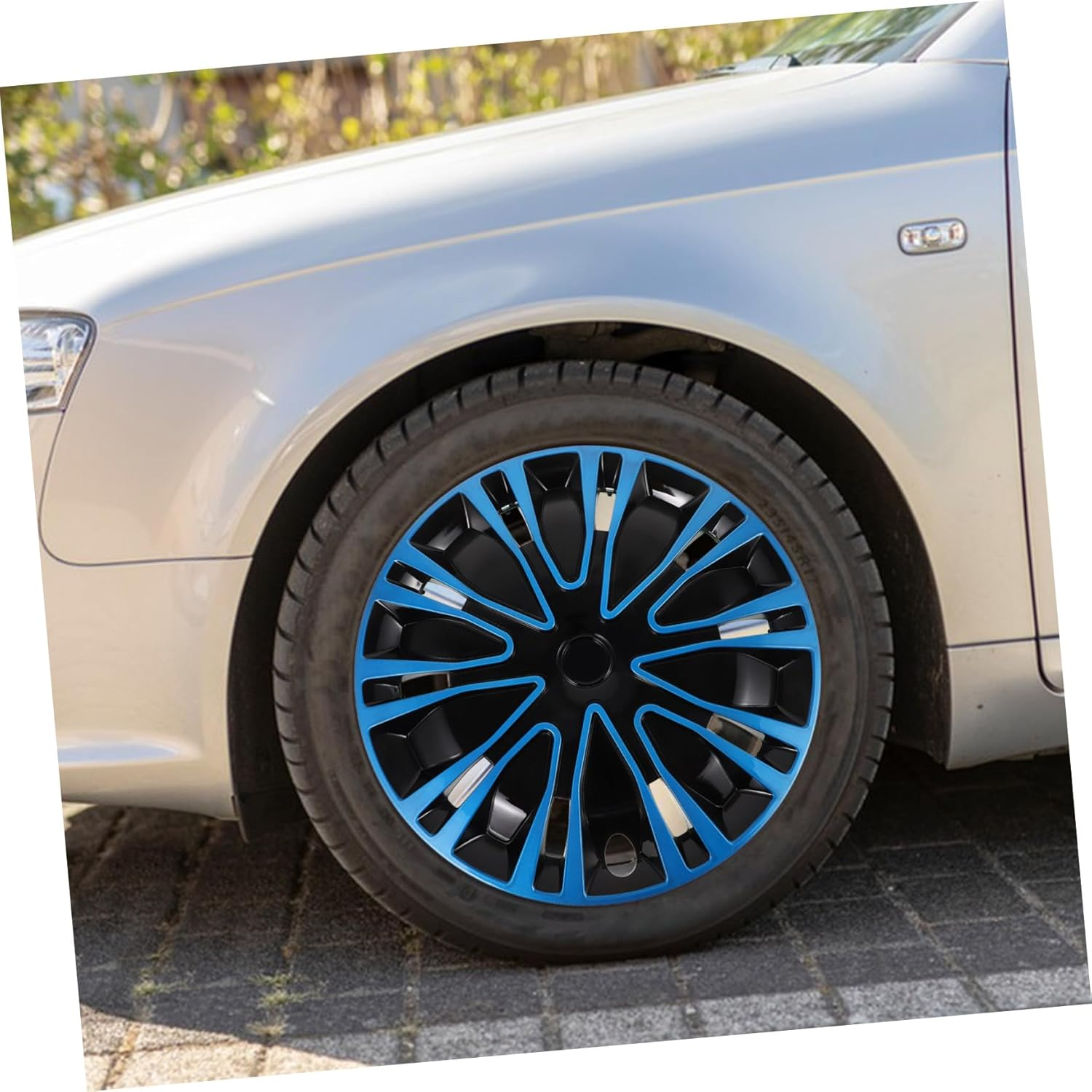 TINEASUR 15-Inch Automotive Hub Caps and Wheel Rim Covers, Blue-Black Decorative Hub Covers, Universal Fit for Cars, Vehicle Exterior Accessories image number 3