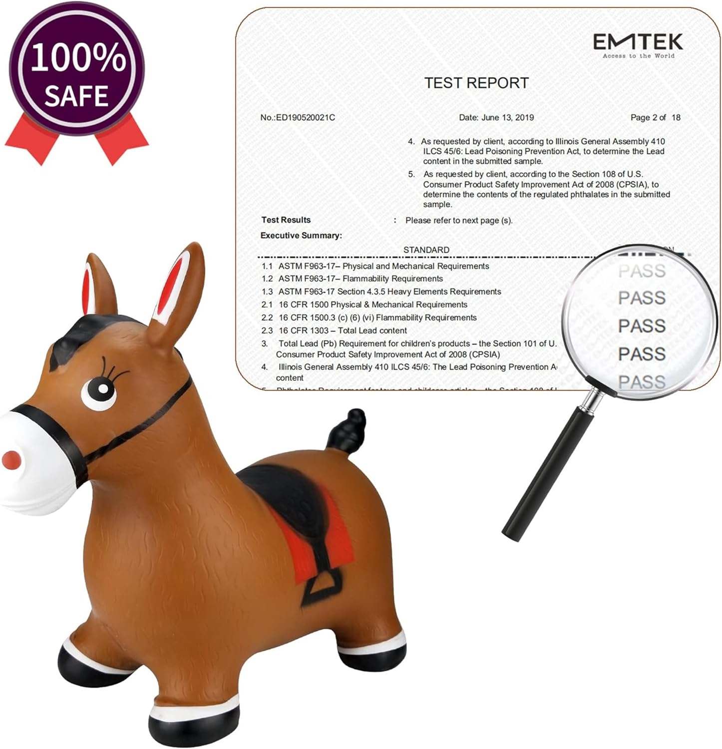 Bouncy Horse for Toddlers 1-3, Inflatable Riding Toy for Kids, Toddler Bounce Animal (Horse 2) - Giraffe image number 7