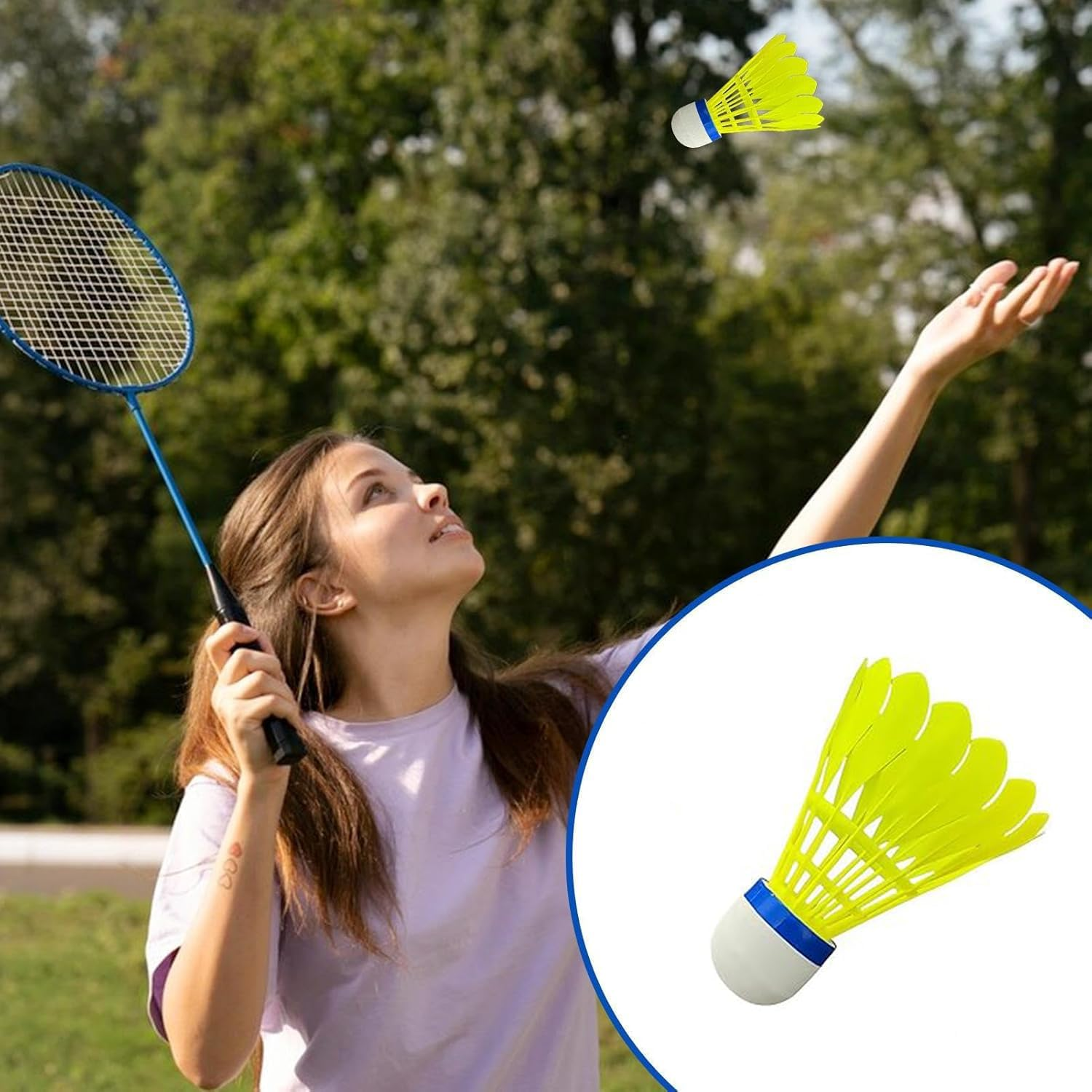 WEZCHUGHAOL 12 Pack Nylon Badminton Shuttlecocks - High Durability Aeroplane Feather Shuttlecocks for Training & Match, Yellow Sports Equipment image number 1