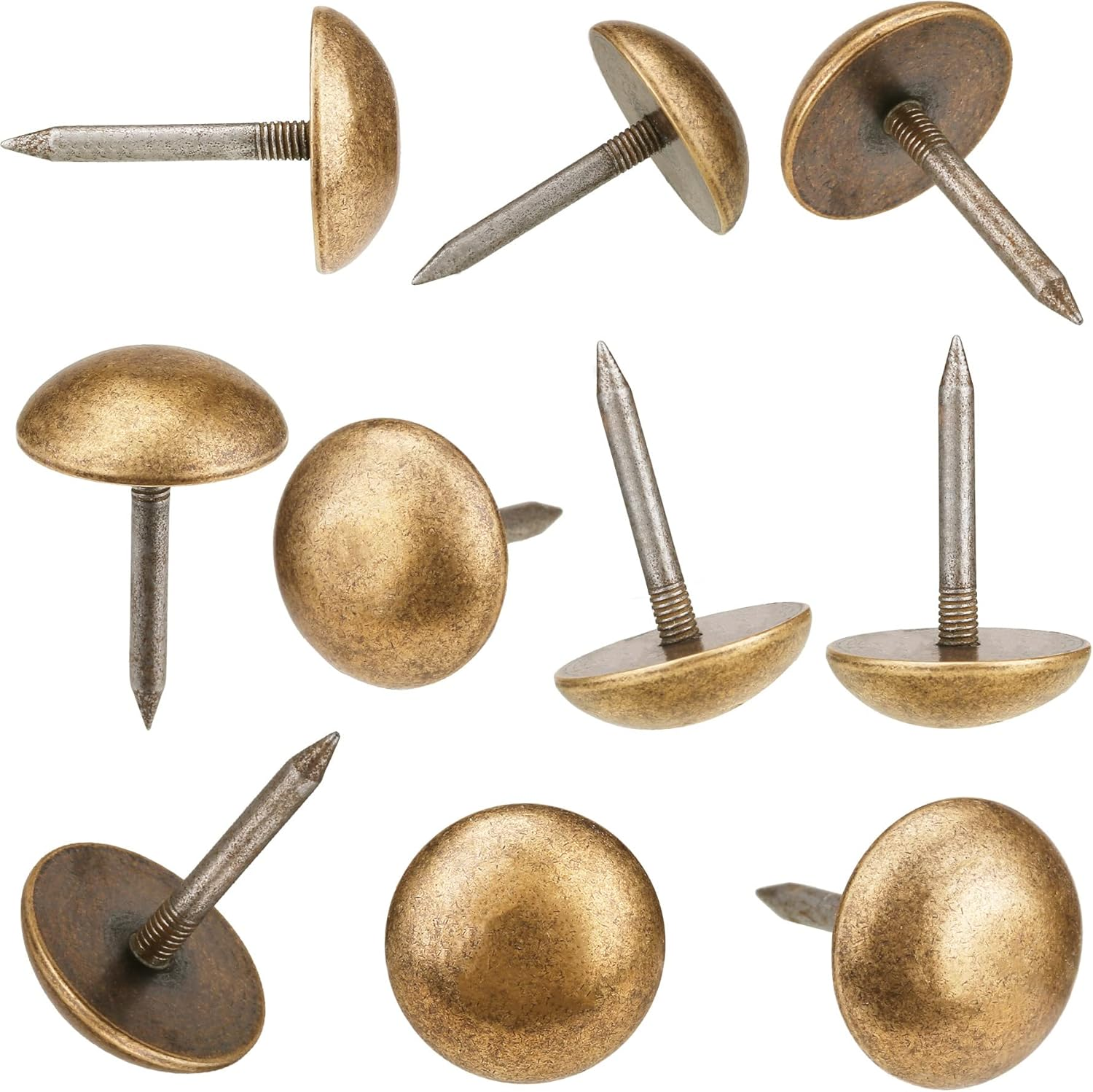 Retro Solid Pure Brass Tacks as Antique Upholstery Tacks for Furniture, Decorative Push Pins for Wood,Carpet Tacks,Hardware Tacks,Cap Tacks,Thumb Tacks,Brass Fasteners(7/10",18Mm Brozen Color,10 Pcs) image number 2