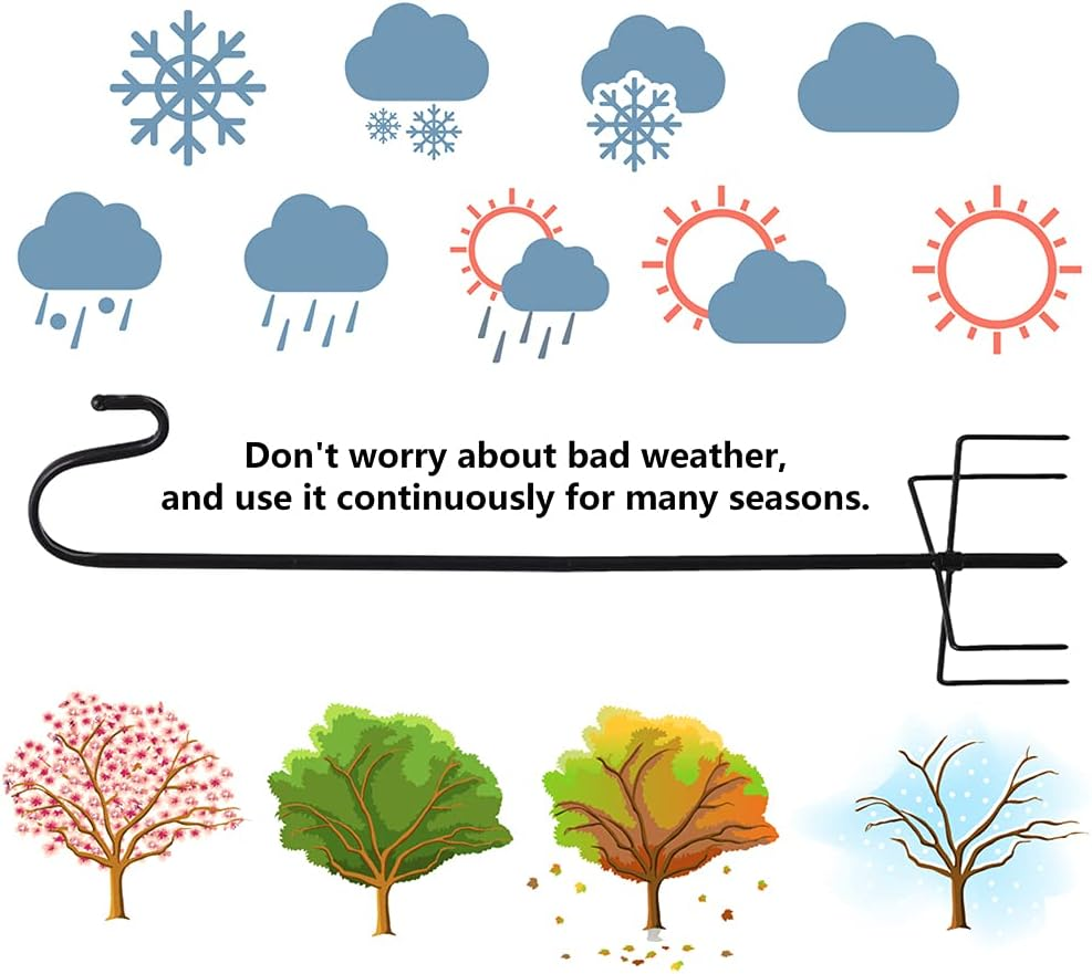 Shepherd Hook Bird Feeder Pole with 5 Prongs Base Adjustable Garden Hanging Stake for Wedding Decor, Hanging Solar Lights, Plant Hanger, Lantern, Basket Hanger, Wind Chime, Metal Hanger Hook (66 Inch) image number 6