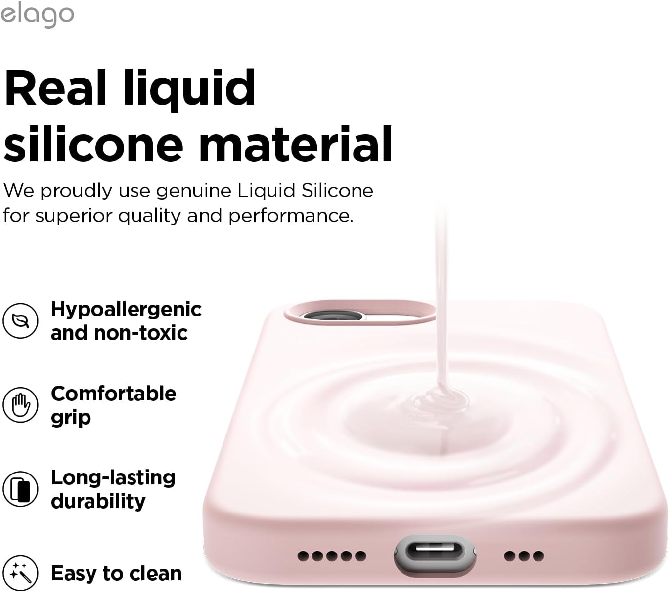 Elago Silicone Case Compatible with Iphone 16E Cover, Premium Liquid Silicone Case, Full Body Protective Cover, Shockproof, Anti-Scratch Soft Microfiber Lining (Lovely Pink) - Light Blue image number 5