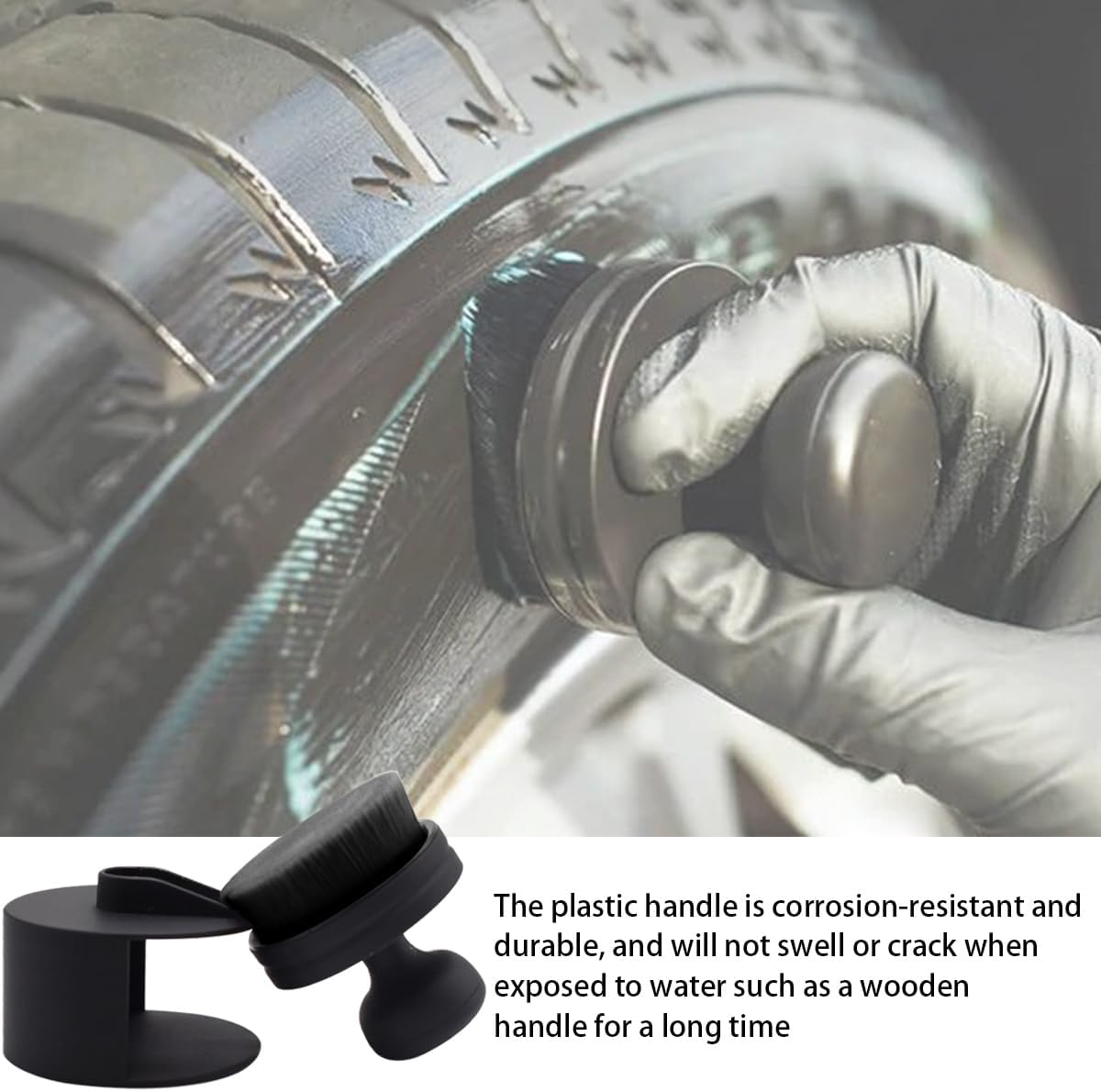 JNNJ Car Detailing Brush, Tyre Shine Applicator Brush, Car Interior Cleaning Brush, Car Dash Dust Brush, Professional Tyre Care Precision Tyre Brush image number 4