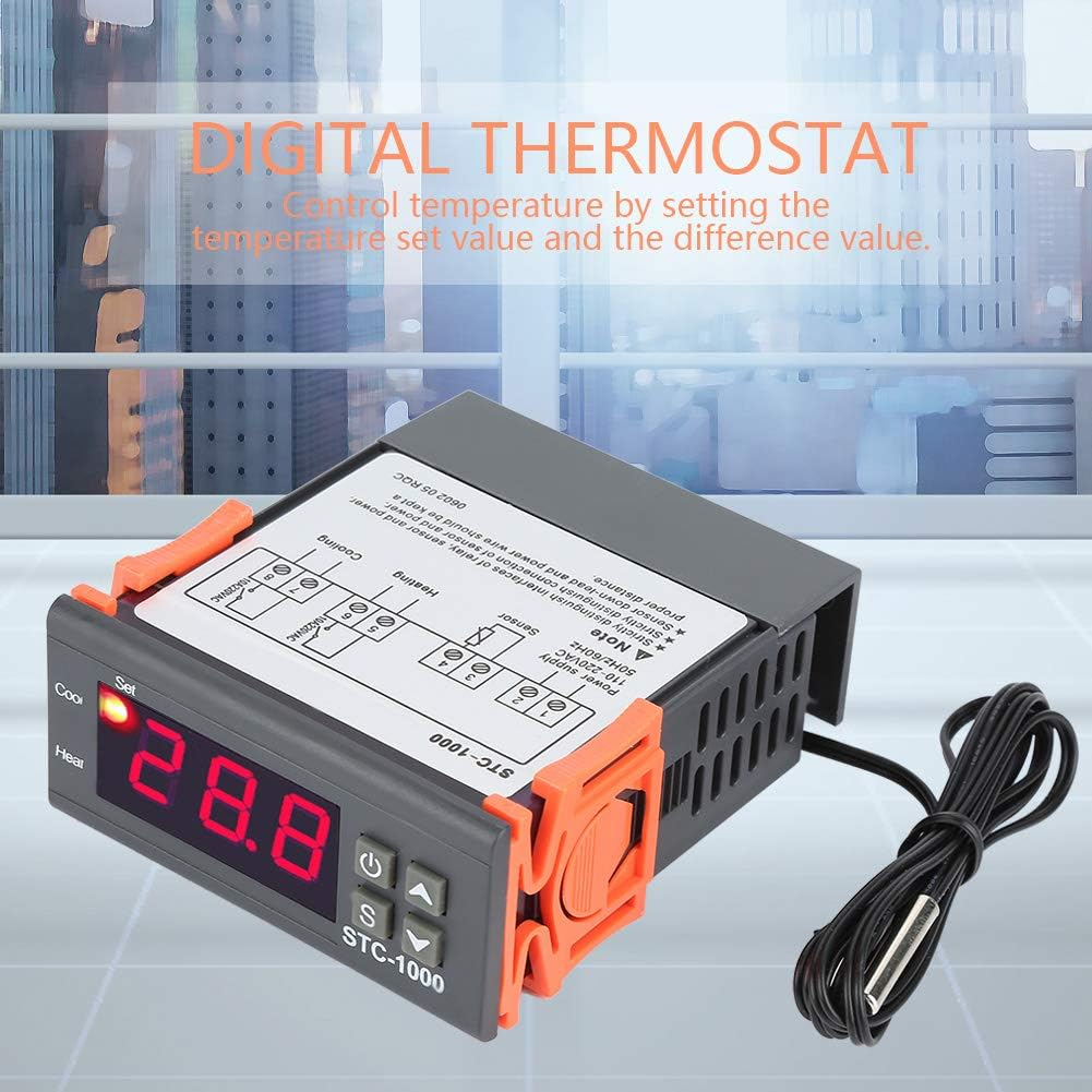 Temperature Controller, STC-1000 High Temperature Controller with Digital Display, with Cooling Heating Modes, for Aquarium, Terrariums, Incubator image number 4