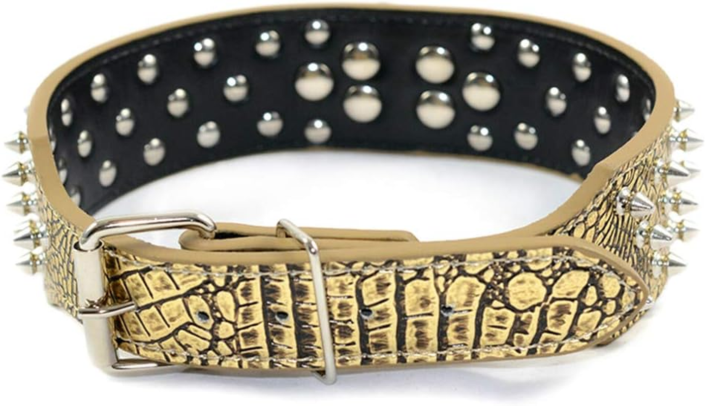 New Dog Leather Collar Non-Sharp Spikes Studded Adjustable Collar Gold Brown S M L (Small) image number 1