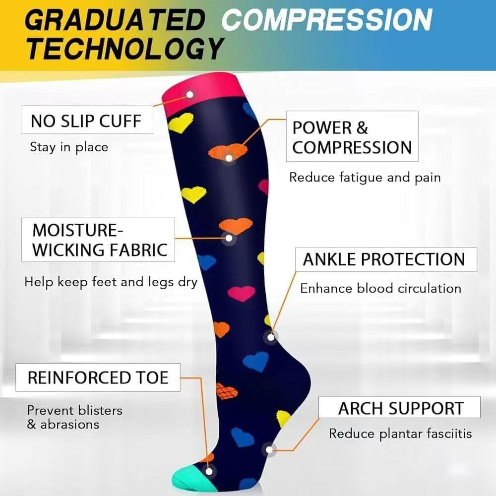 Compression Socks for Women Men 8 Pairs, 15-20Mmhg Compression Stockings for Running Nursing Travel Medical Pregnancy Flight image number 6
