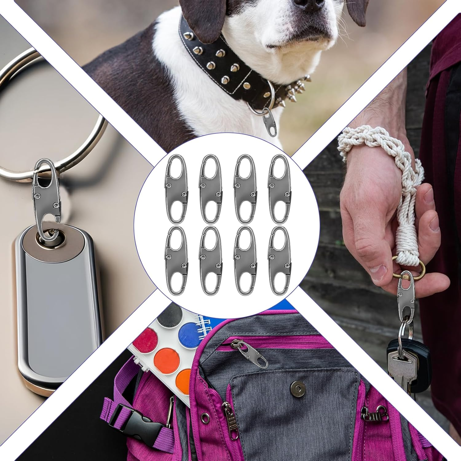 KALIONE 8Pcs Zipper Clip Theft Deterrent, Zipper Locks for Backpacks, Double Sidesmall Zipper Clips, Keychain Key Holder, Metal Zipper for Traveling Camping, Backpack Zipper Clip image number 5