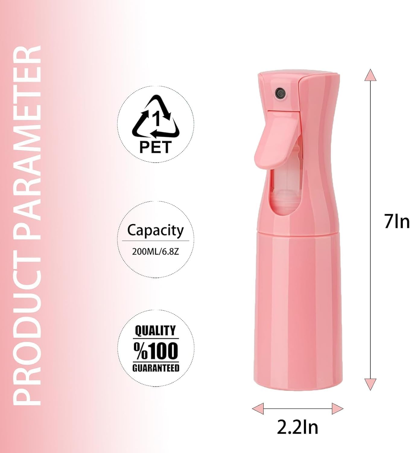 Fine Continuous Spray Bottle, 1Pc Hair Spray Misting Bottle,Hair Water Spray Bottle,Continuous Mister Water Spray Bottle,200Ml