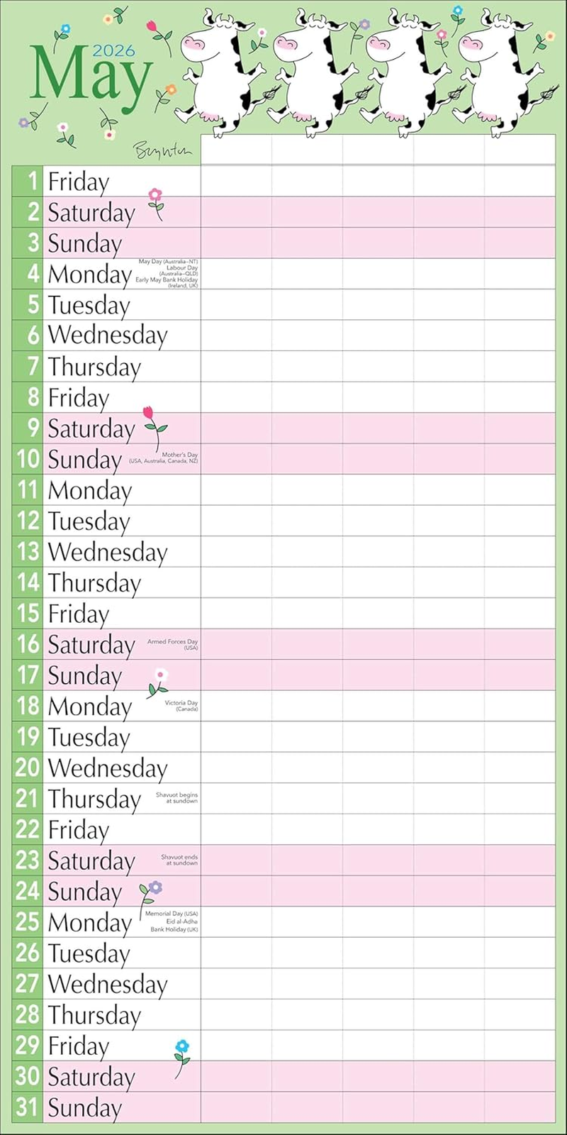 Sandra Boynton'S 17-Month 2025-2026 My Family Wall Calendar