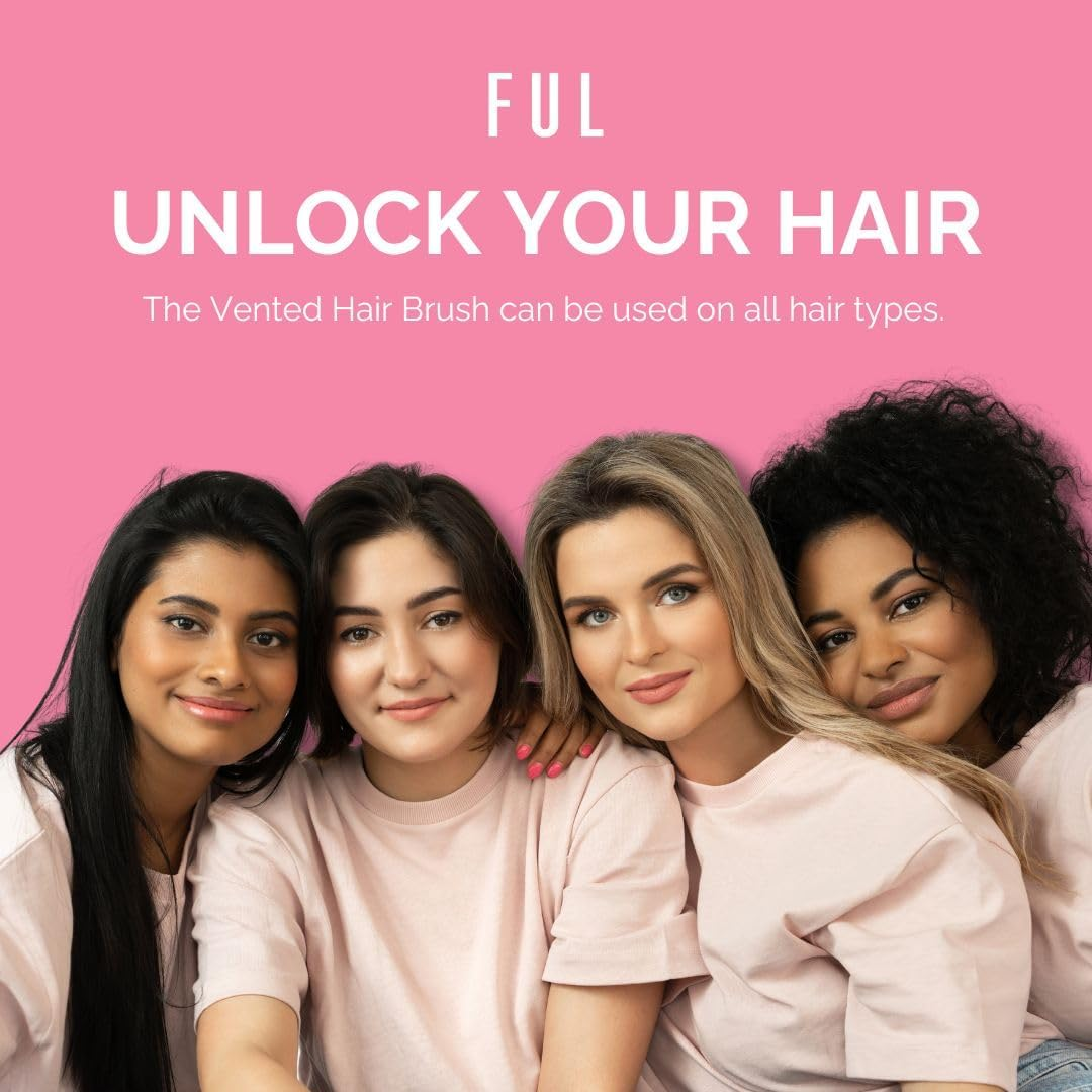 FUL Pink Vented Hair Brush | for Fast Blow Dry | Detangling Hair Brush | Minimises Friction | Ideal for Travel | Suitable for All Hair Types image number 1