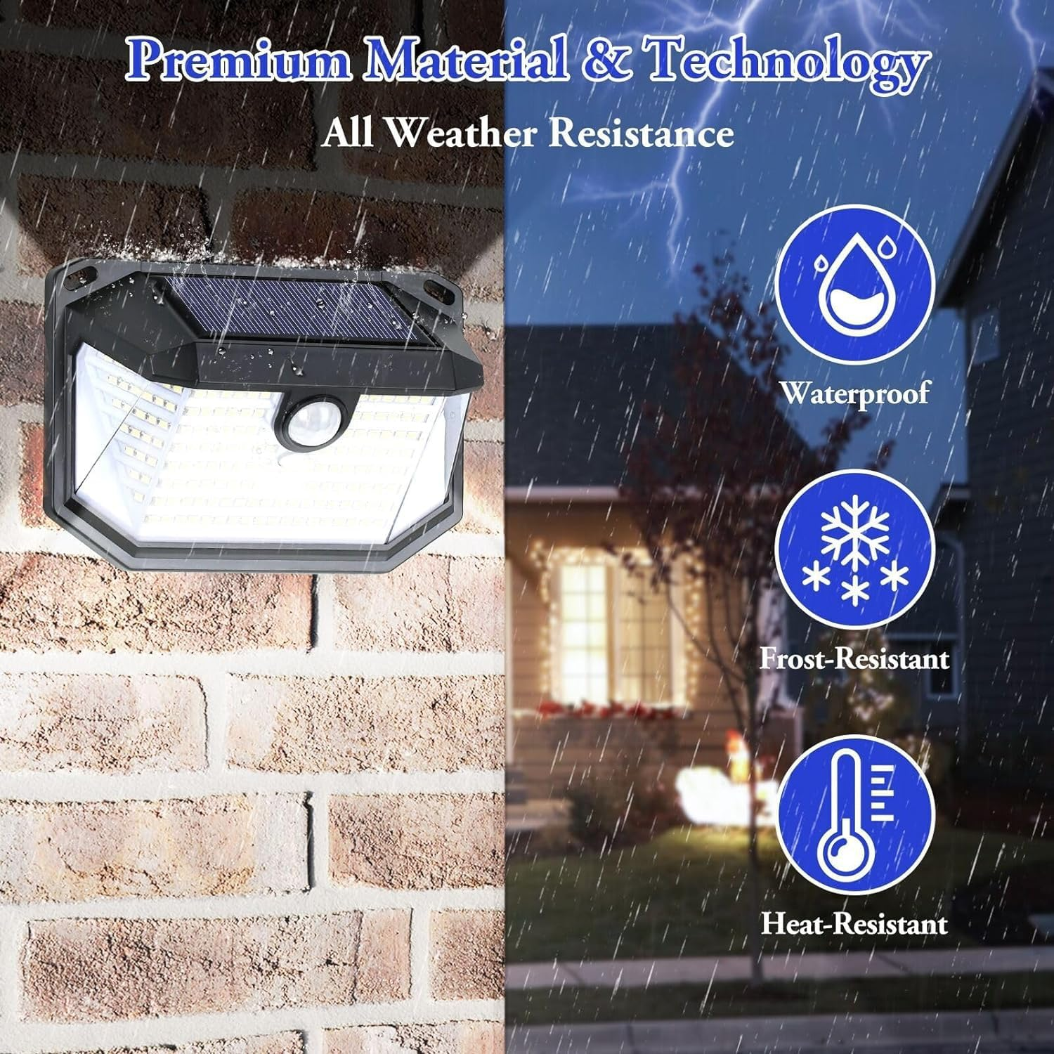 Solar Security Lights Outdoor Waterproof,3 Mode Motion Sensor Lights Outdoor,202Led Wide Angle outside Lights Solar Powered,Ip65 Waterproof Solar Wall Lights for Front Door,Yard, Garage,Garden (2) image number 6