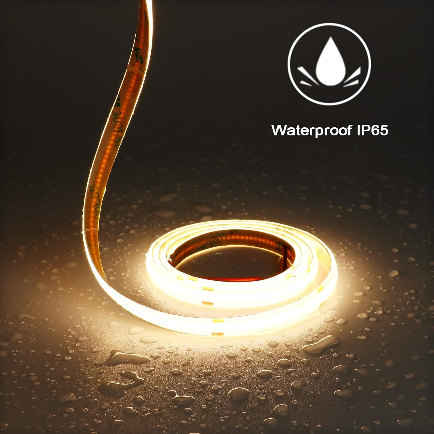 TOPAI COB LED Strip 12 V Warm White Outdoor Waterproof IP65, 5 M LED Strip 3000 K Self-Adhesive, Cuttable, CRI>90, 480Leds/M High Density, Width 8 Mm, for Kitchen, Cabinet, Home Decoration image number 1