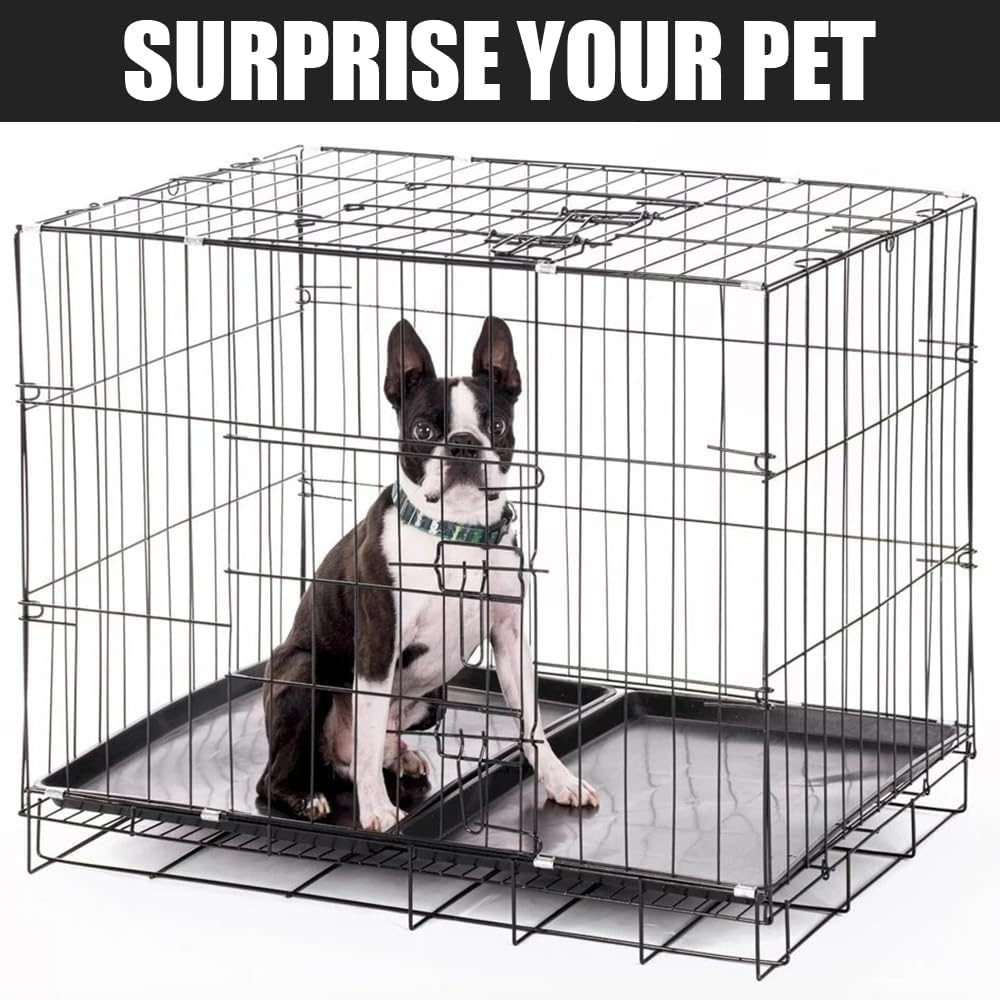 Dog Crat,Foldable Pet Basket,Double Door Dog Crate,Puppy Playpen House,Chew Proof Dog Chest,Portable Travel Cage, for Pets up to 50 Pounds image number 2