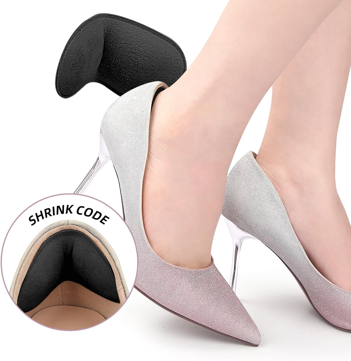 Heel Grips for Shoes That Are Too Big - Shoe Inserts for Women & Men, Non-Slip Heel Pads with Cushioning, Blister Prevention Liner for Loose Shoes, Gap Filler Comfort Accessories (Black, 4 Pairs) image number 2