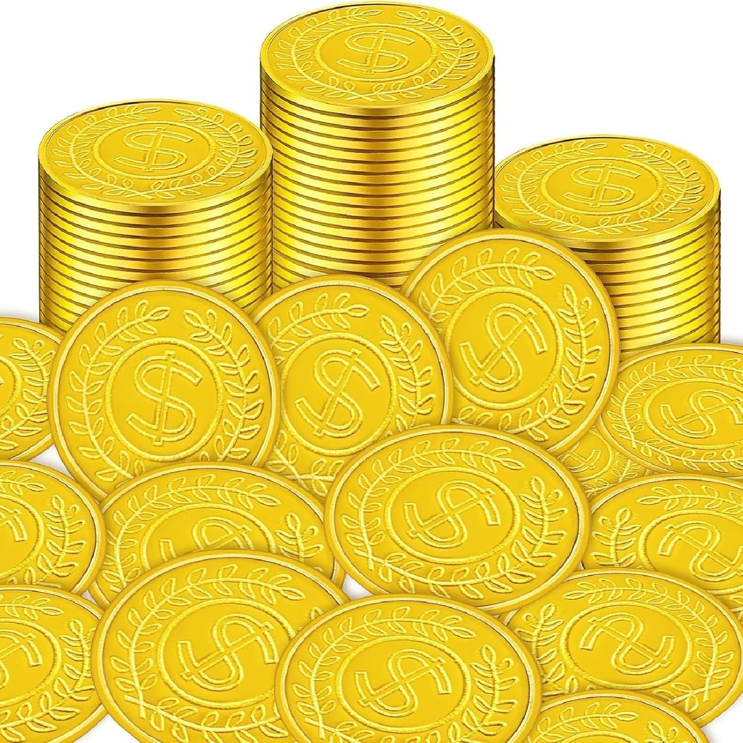 100Pcs Plastic Gold Coins, Pirate Gold Coins Commemorative Gold Coins for Party Bags,Party Favours, Classroom Reward, Treasure Hunt Game, (3.5Cm/1.37In) image number 4