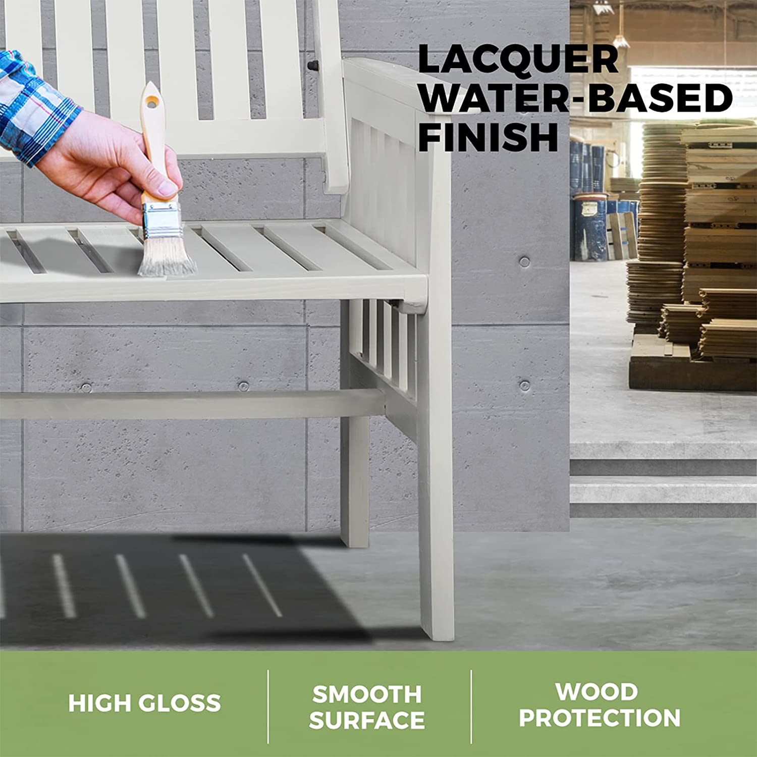 Livsip Outdoor Chair Wooden Garden Bench 2 Seat Table Loveseat Patio Furniture White - Brown image number 7