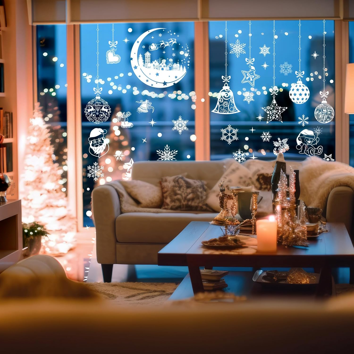 Christmas Decoration Window Stickers Christmas Large Self-Adhesive 202 Winter Window Stickers Christmas Window Decoration Christmas Window Pictures Window Stickers Christmas