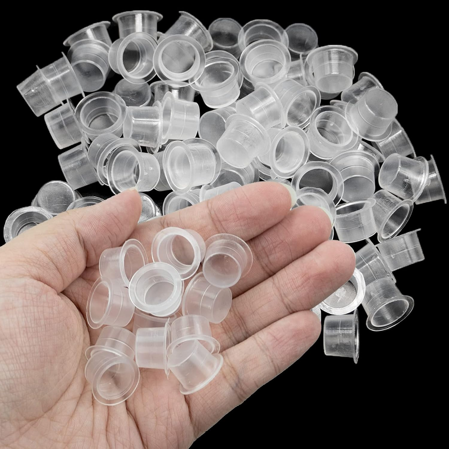 100 Pieces Tattoo Ink Cups,Ink Caps,Tattoo Ink Pots,Ink Caps Cups, Disposable Ink Cap, Plastic Ink Containers for Medium Ink Pigment Cups 12Mm image number 1