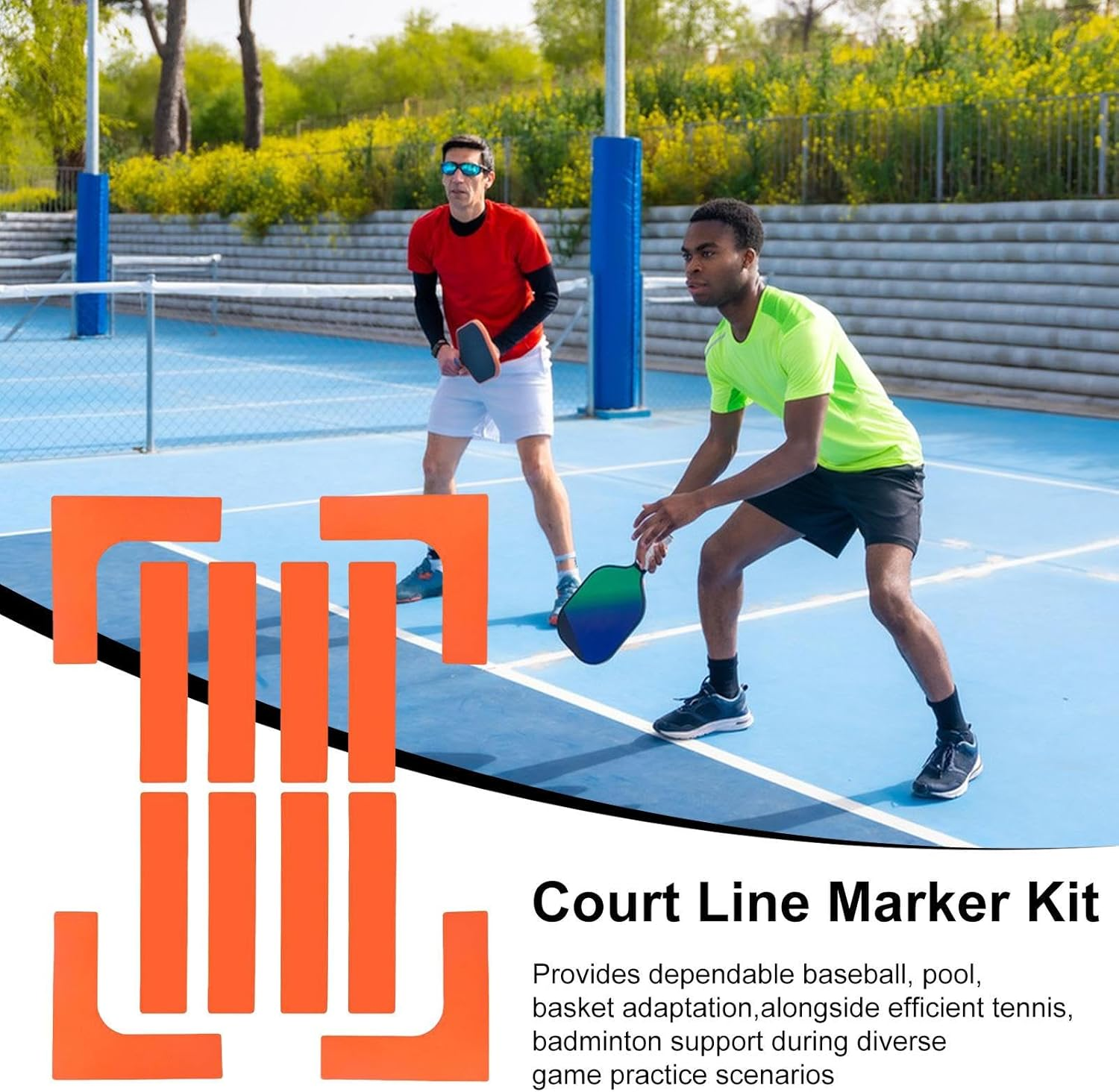Court Line Marker Kit | Court Lines Marking Kit Throw down Markers - Anti-Slip Wind-Resistant Tennis Sports Throw down Accessories for Outdoor Training Field Backyard School Park Lawn Driveway - Blue image number 5