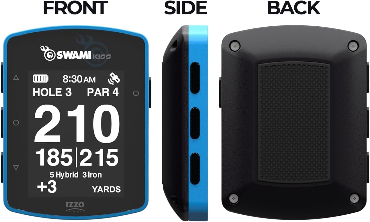 Swami KISS 2.0 Handheld Golf GPS Ragnefinder with Integrated Magnets - Blue - Grey image number 3