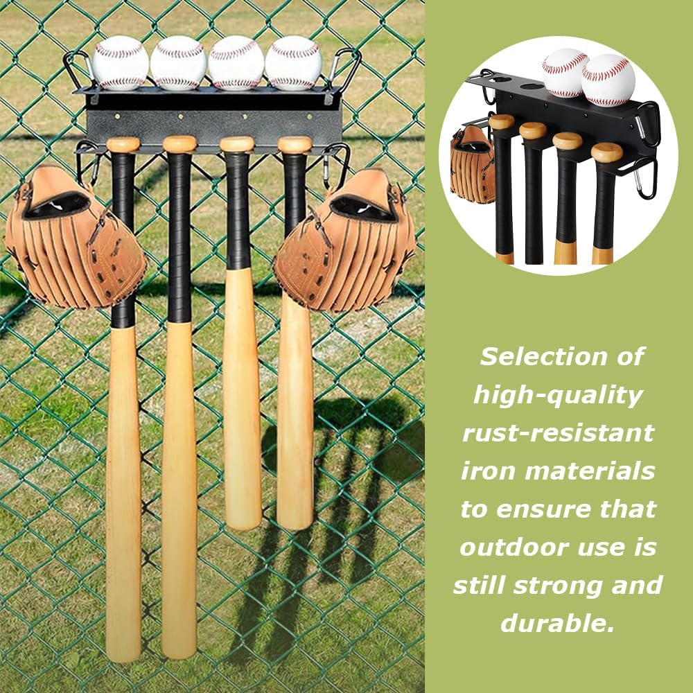 4 Bat Baseball Bat Holder, Baseball Bat Wall Mount, Heavy-Duty Bat Storage Rack, Sports Memorabilia and Collectibles Display Shelves (Black, 34 * 8 * 8 CM) image number 2