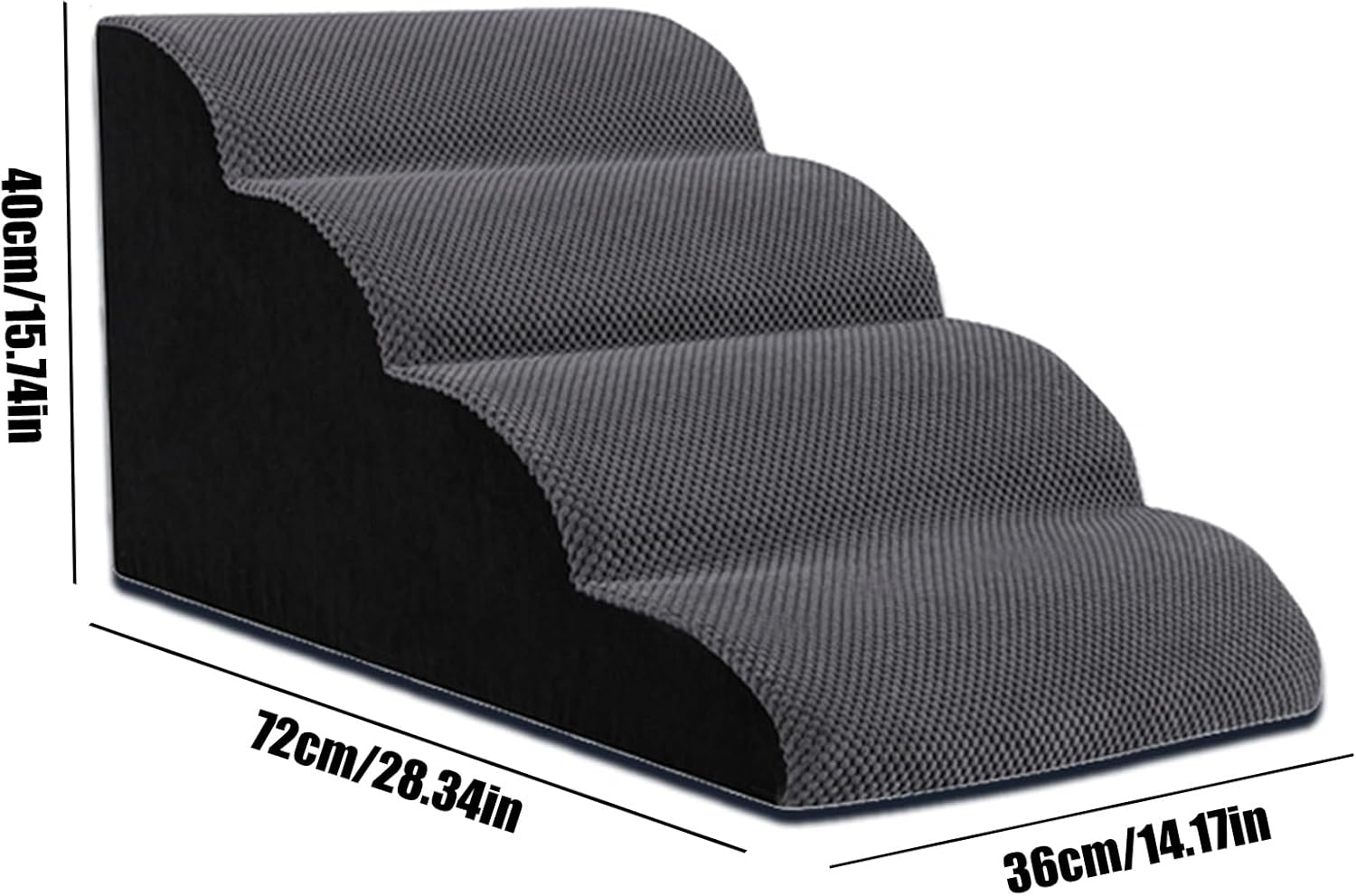 Dog Stairs,High Density Foam 4 Tiers Dog Steps - High Density Foam Washable Cat Ladder Waterproof Pet Ramp for Indoor Bedroom Sofa image number 3