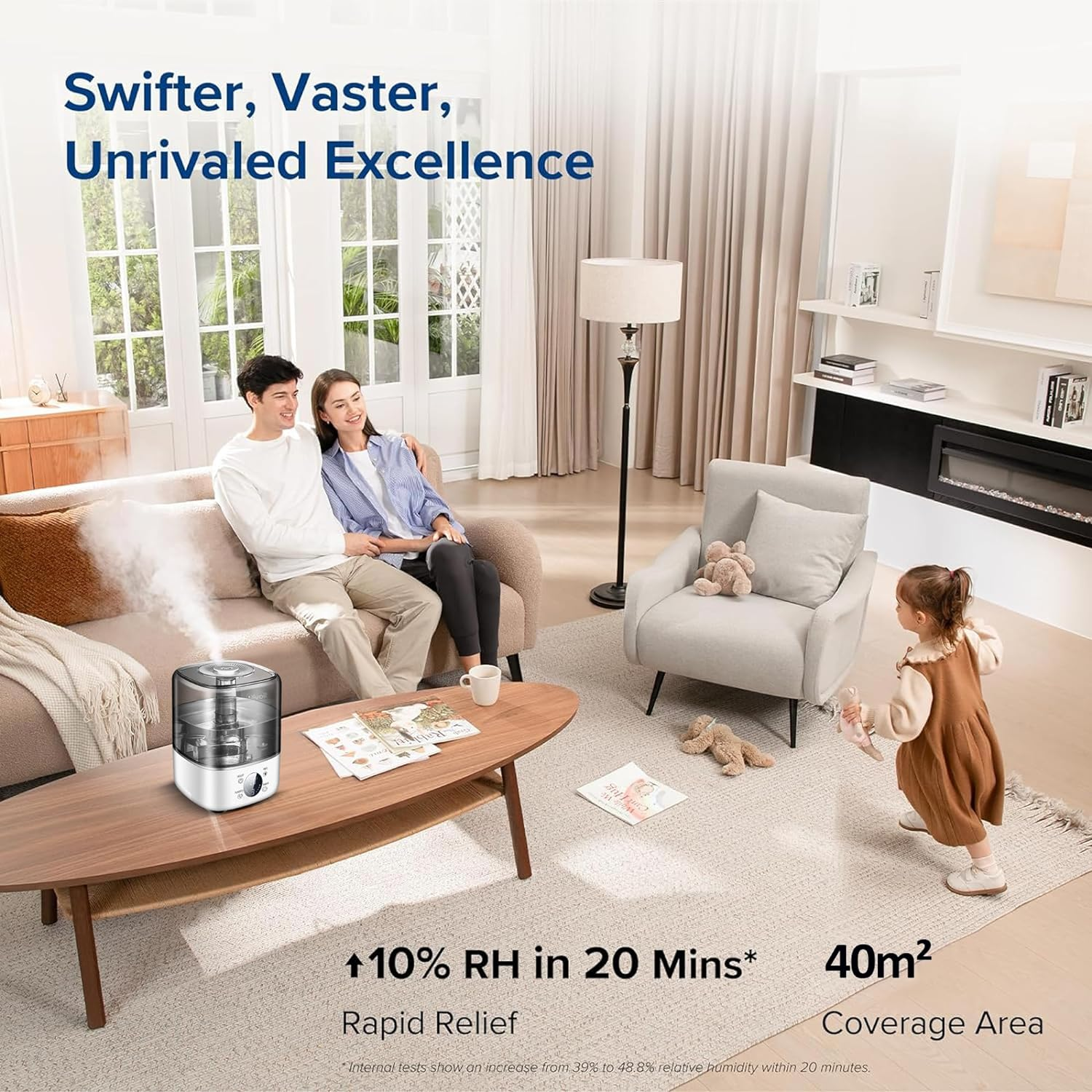 5L Humidifiers for Bedroom Large Room, Cool Mist Top-Fill Essential Oil Diffuser for Baby & Plants, Adjustable Mist Last up to 50Hrs, 360&deg;Nozzle, Rapid Humidification & Auto Mode image number 6