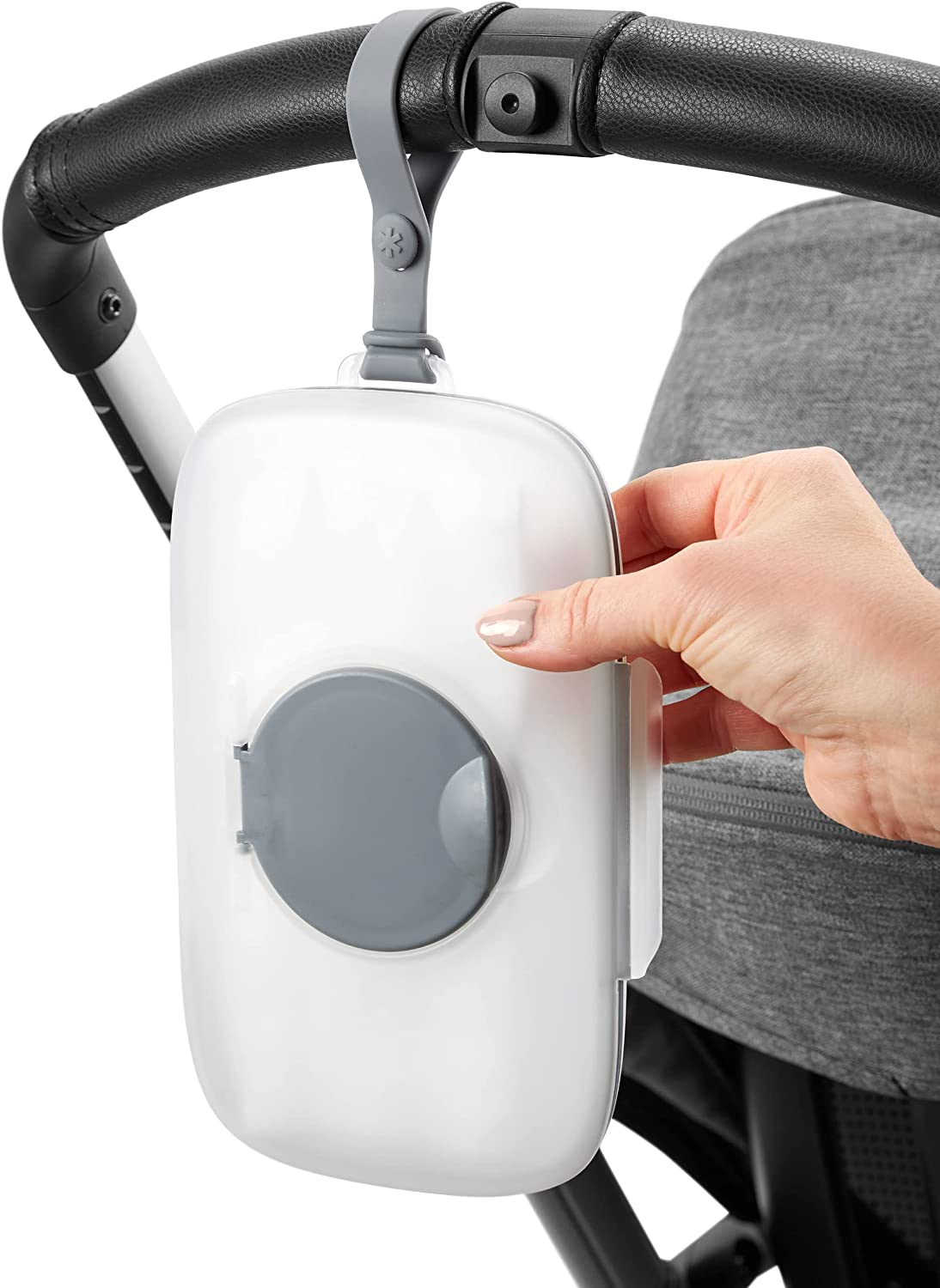 Skip Hop On-The-Go Snug Seal Baby Wipes Case, Grey - Blush image number 6