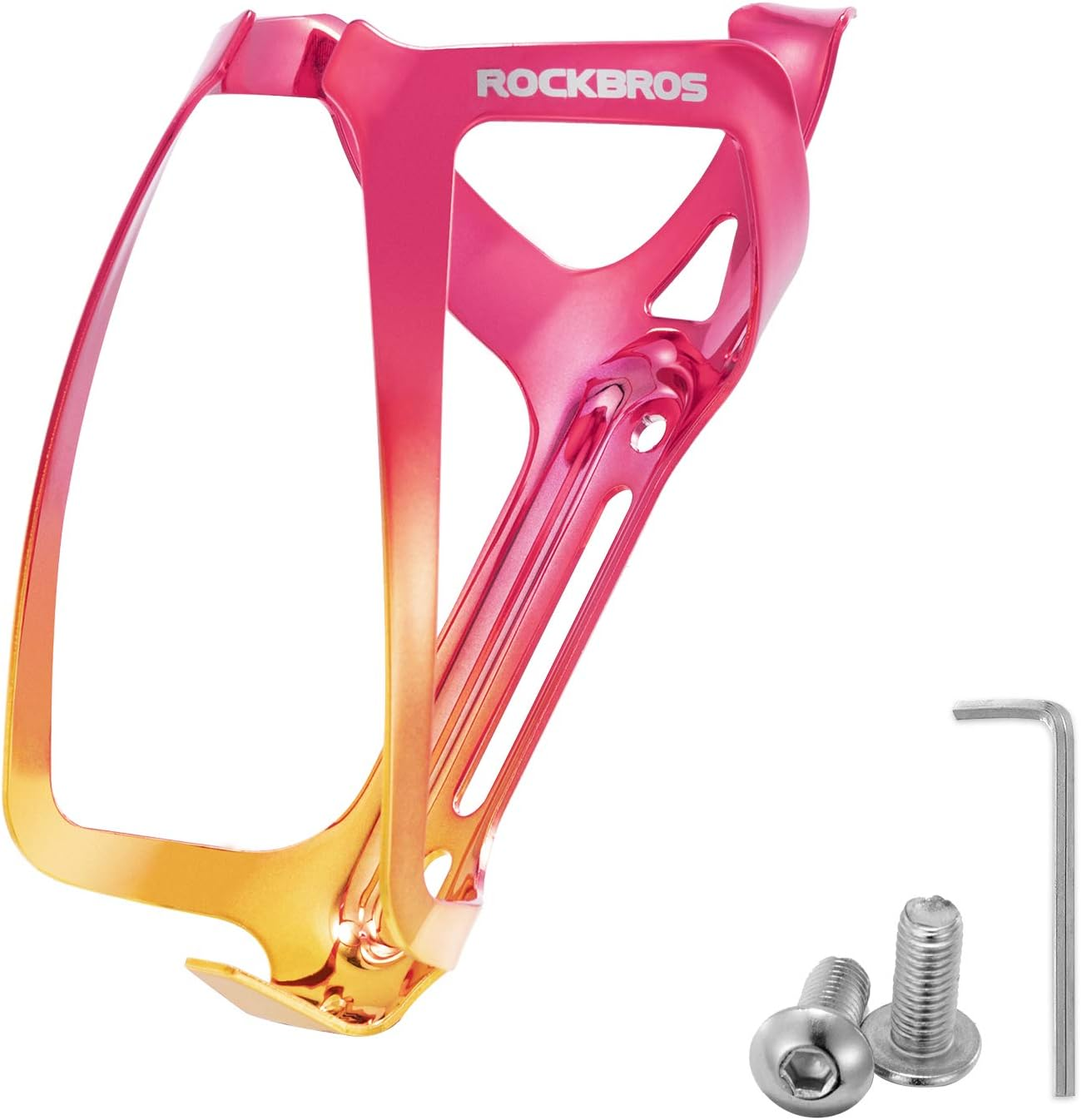 ROCKBROS Bike Water Bottle Holder - Lightweight Aluminum Bike Water Bottle Cage Brackets Adjustable Bicycle Cup Holder for MTB Road Bike - Black Red*2 image number 4