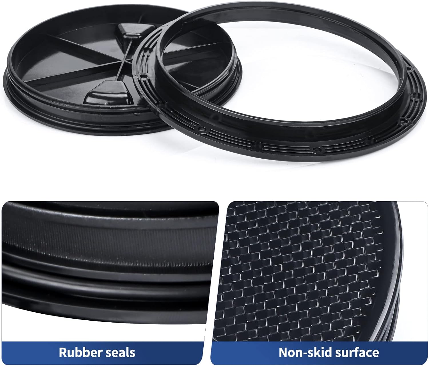 Smartmarine Boat Hatch Black 4" 6" 8" round Non Slip Inspection Hatch W/Detachable Cover for Marine Boat Yacht image number 3