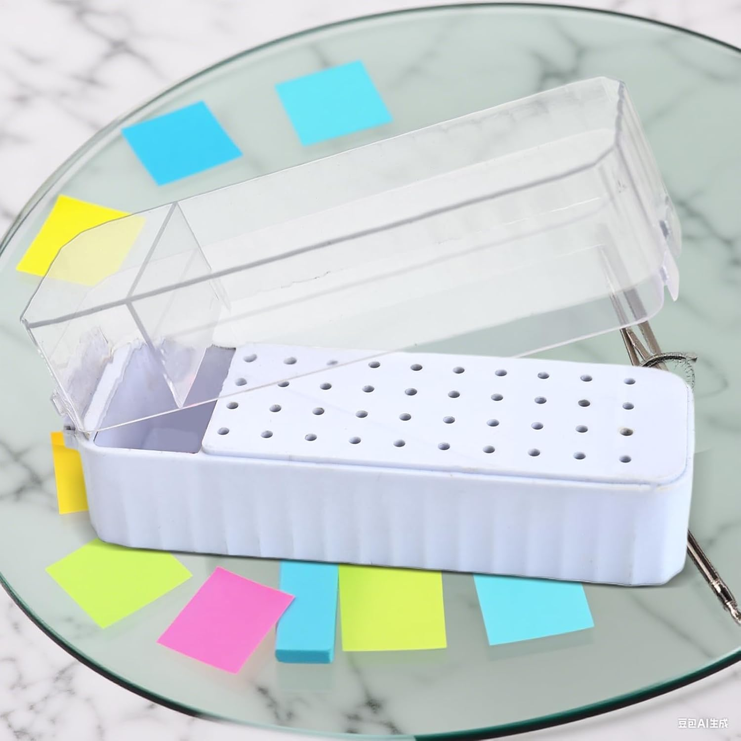 Nail Milling Cutter Case Organizer for Nail Tools with 40 Holes - Storage Box with Transparent Dust Proof Lid for Artistic Details Women Youth image number 2