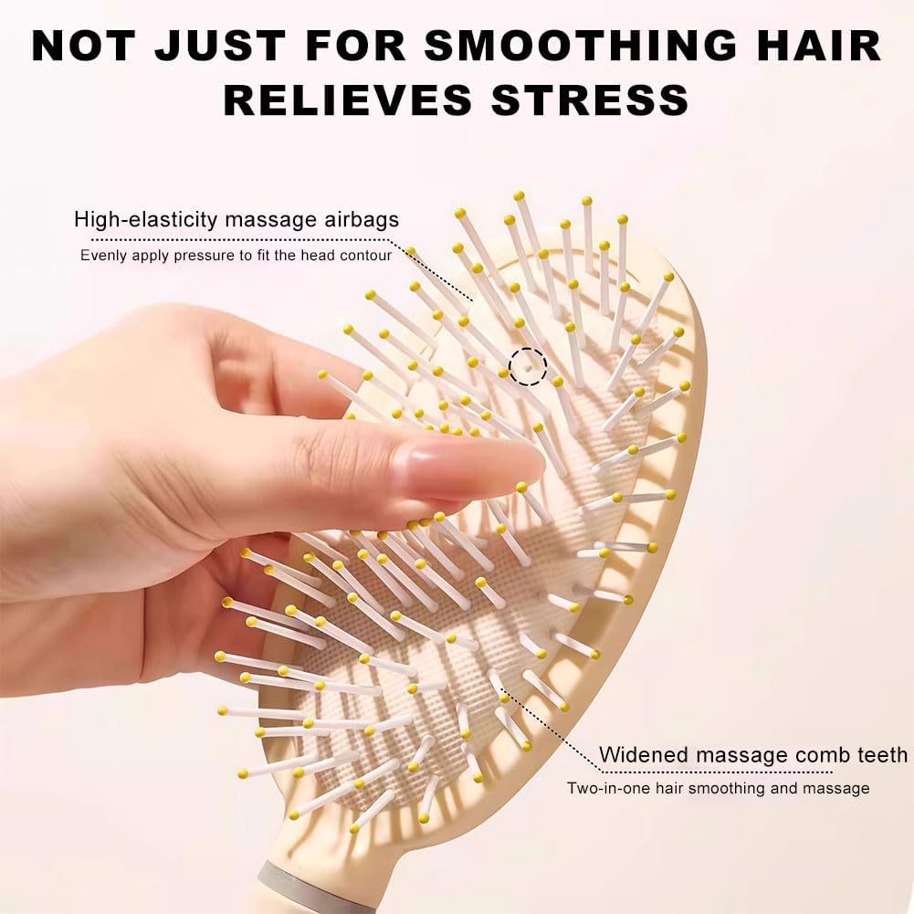 Pack of 2 Hair Brush without Pulling, Hair Brush, Detangler Brush, Gentle without Pulling, for Wet, Dry Hair, Detangling Brush, Reduces Hair Breakage for Curls, Fine and Long Hair