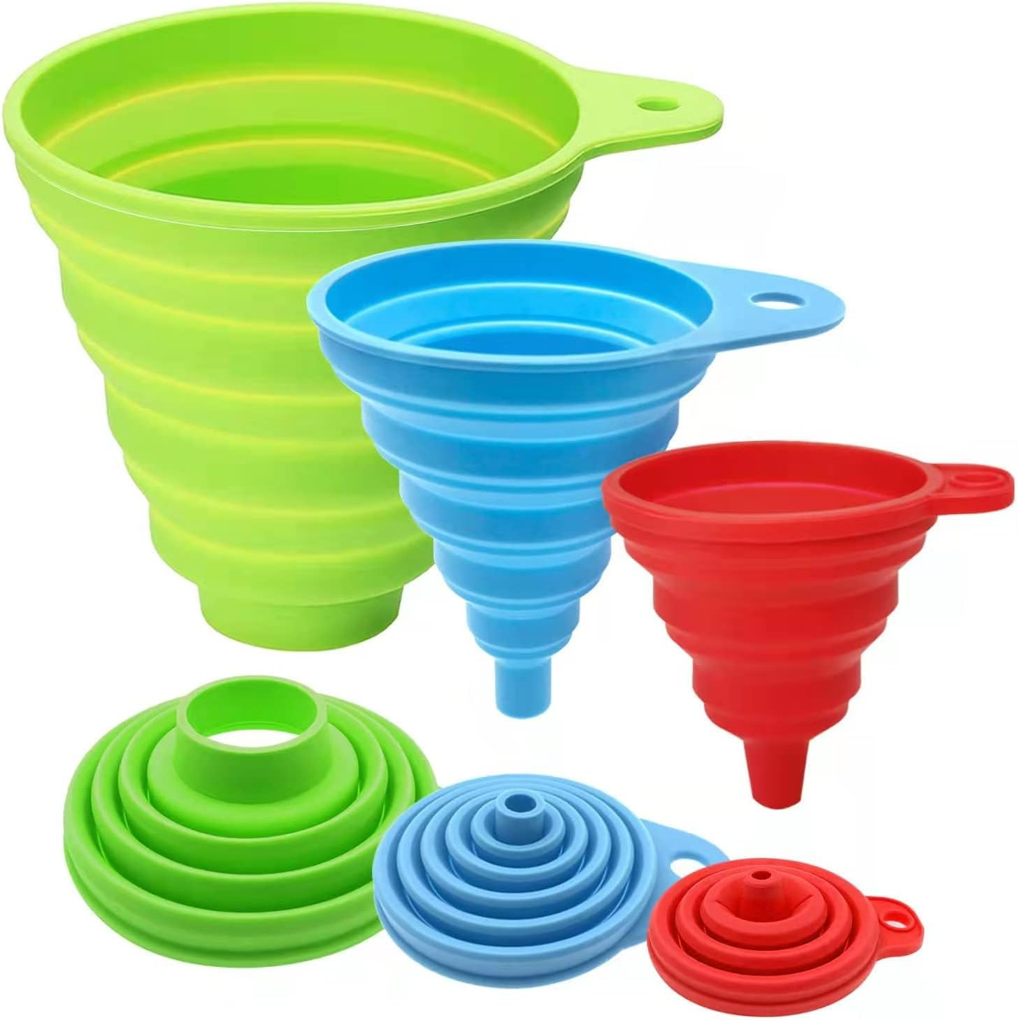Funnels for Filling Bottles - Kitchen Funnel, Funnels for Kitchen Use, Food Grade Silicone Collapsible Funnel, Liquid, Powder Transfer (3 Pack) image number 5
