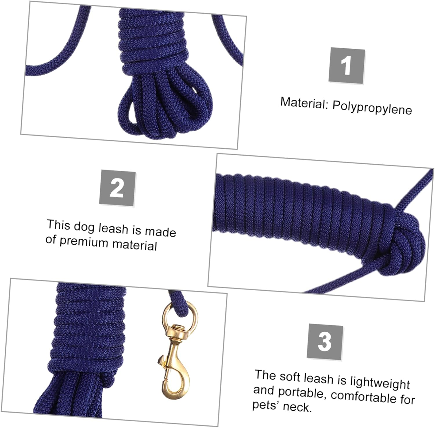 Thick Dog Leash for Outdoor Training Bite Resistant for Walking Running Hiking Camping Large Breeds Provides Control Safety - Blue image number 6
